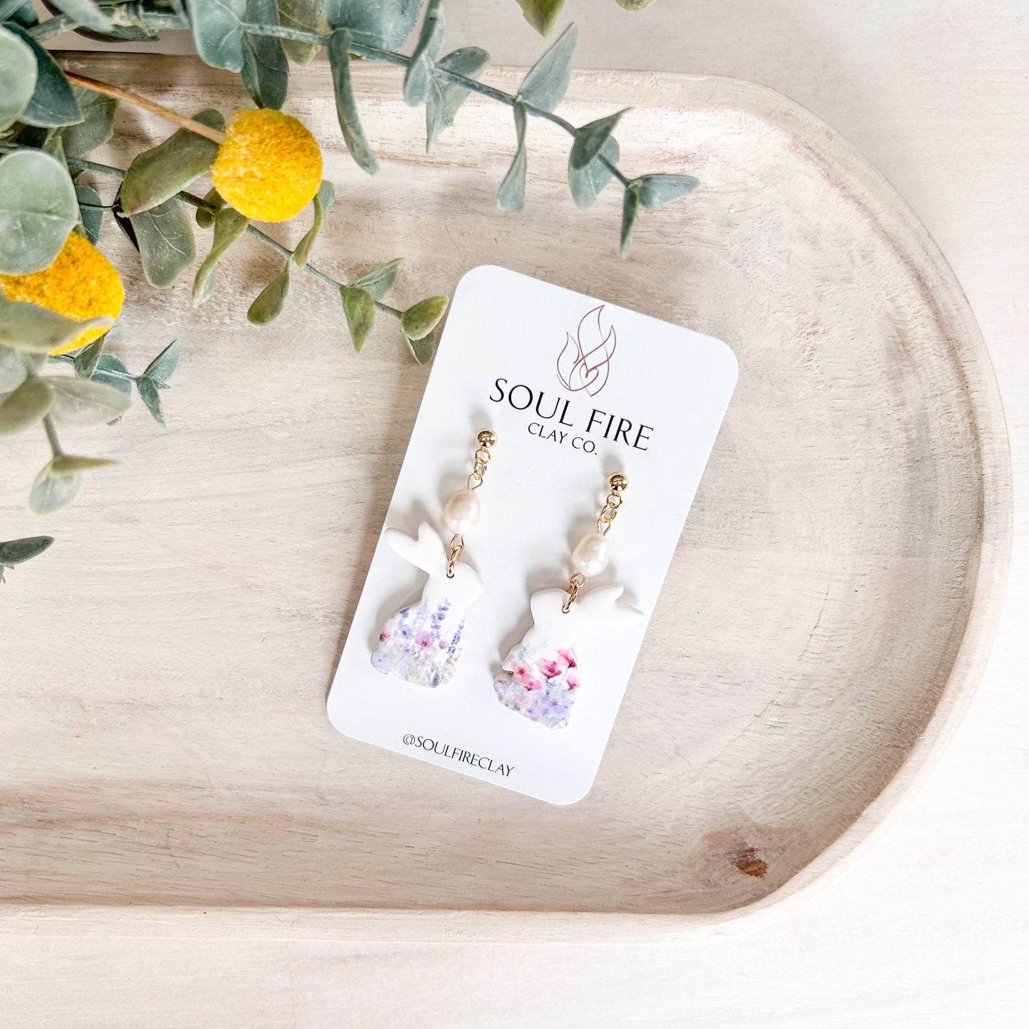 Pearl Wildflower Bunny Statement Earrings