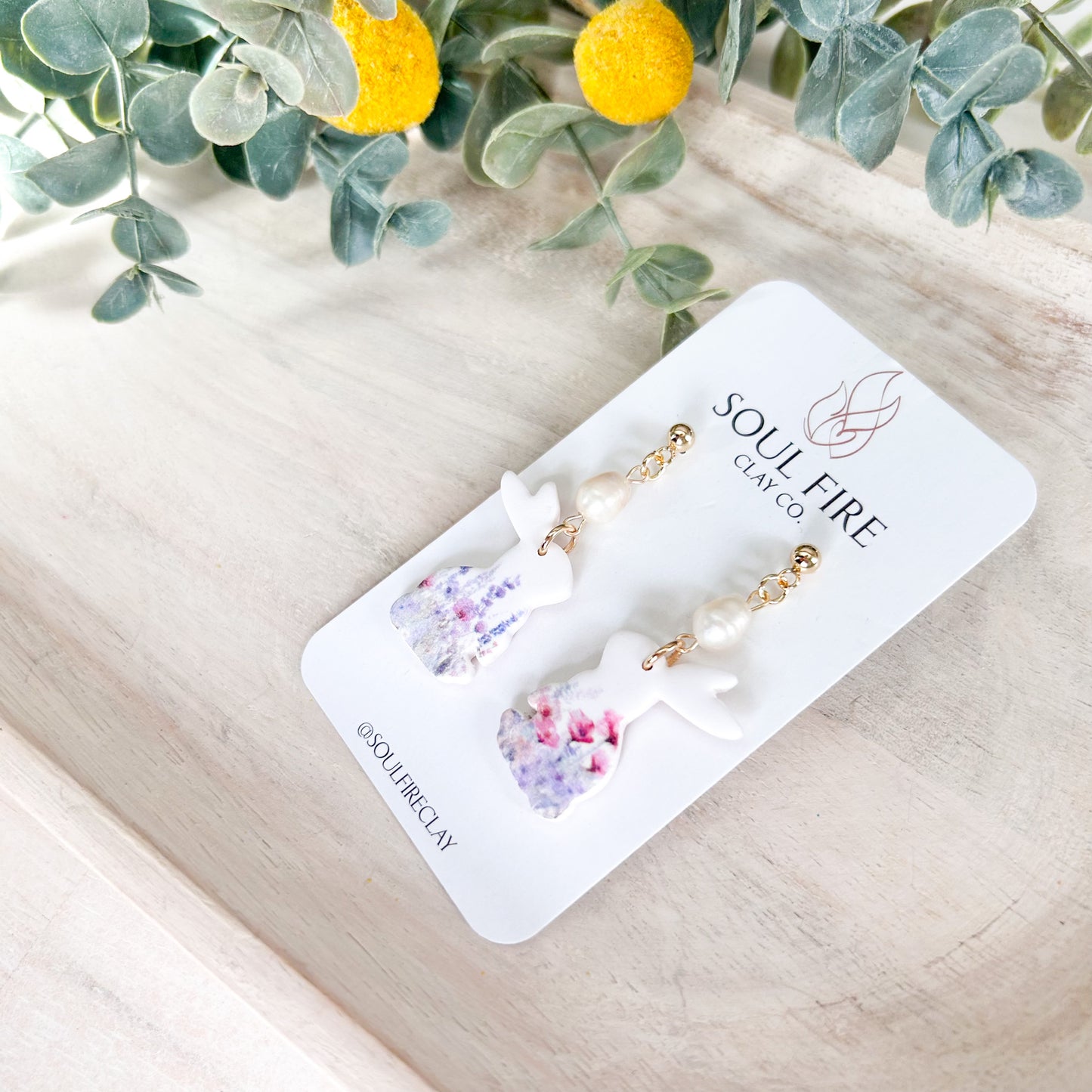Pearl Wildflower Bunny Statement Earrings