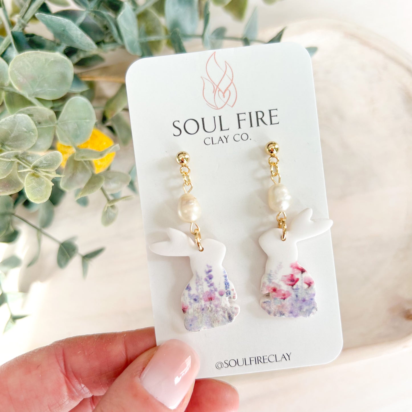 Pearl Wildflower Bunny Statement Earrings