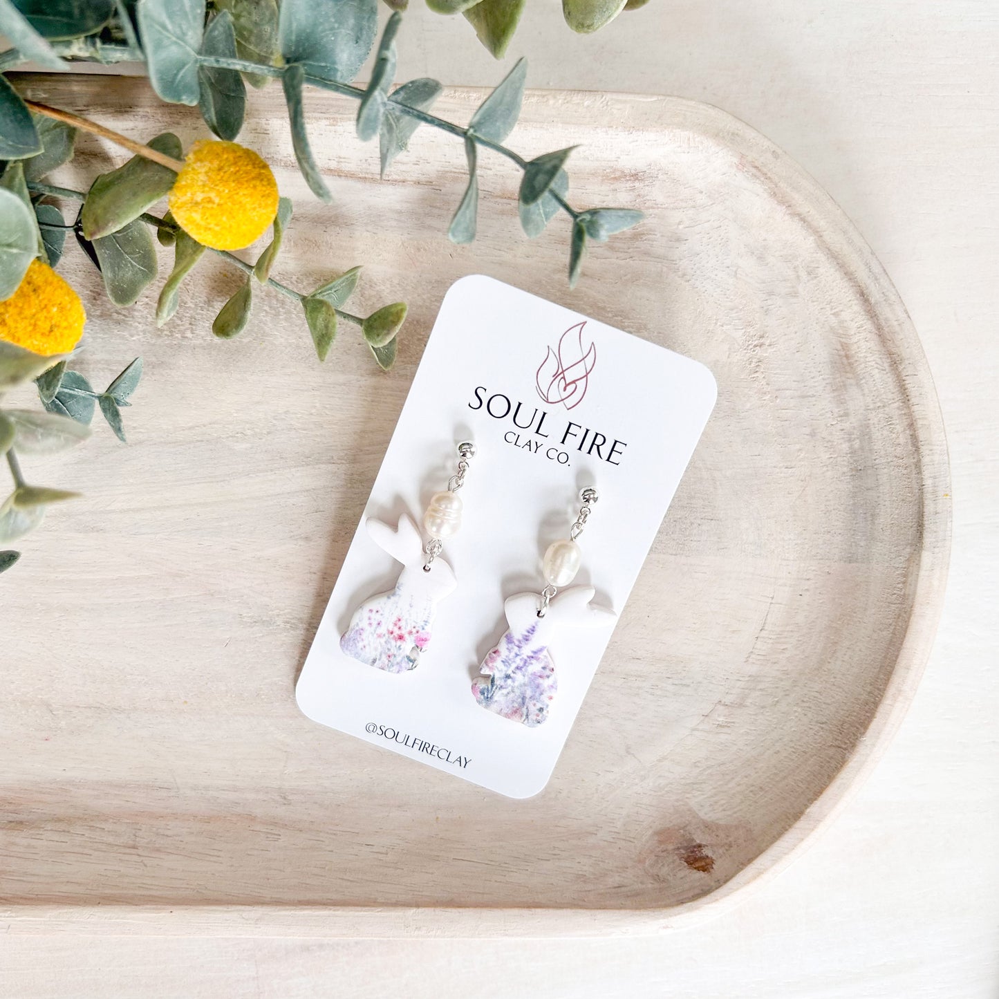Pearl Wildflower Bunny Statement Earrings