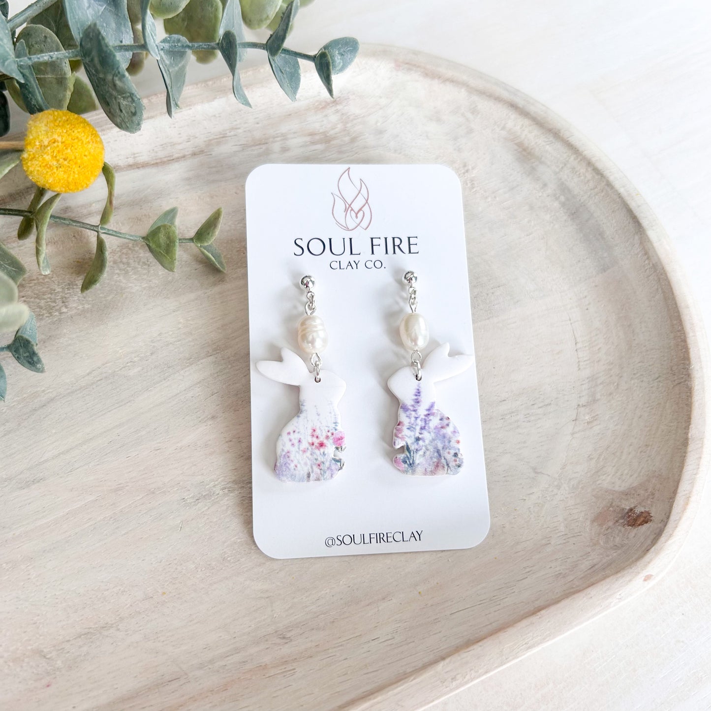 Pearl Wildflower Bunny Statement Earrings
