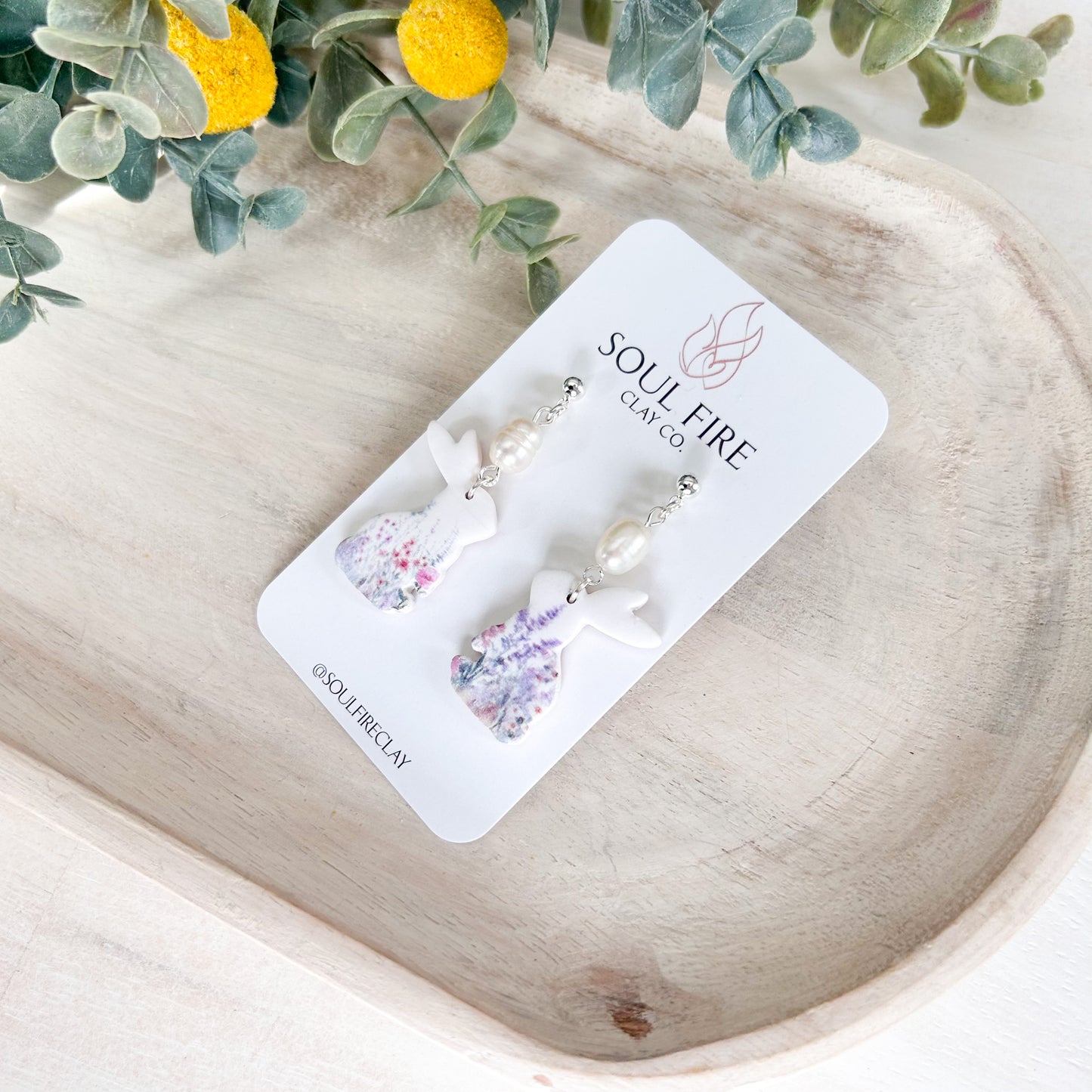 Pearl Wildflower Bunny Statement Earrings