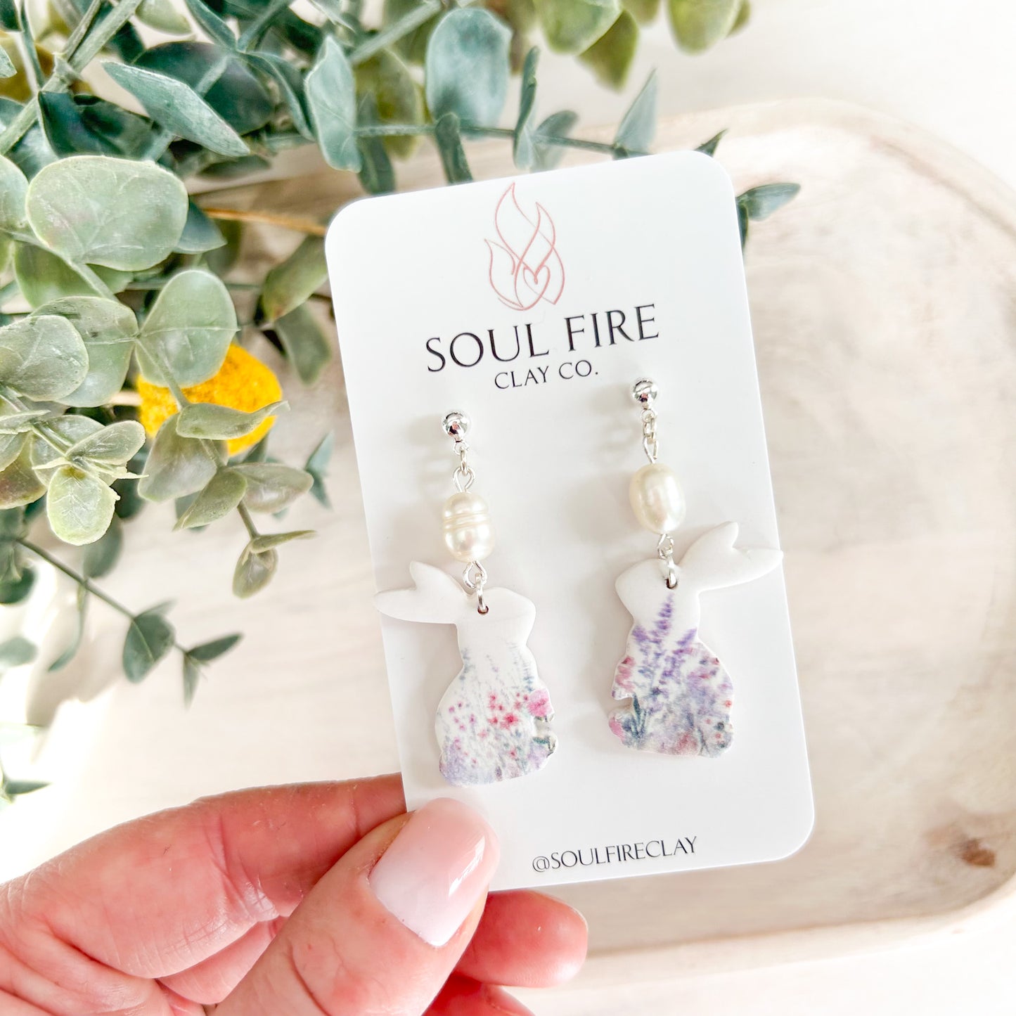 Pearl Wildflower Bunny Statement Earrings