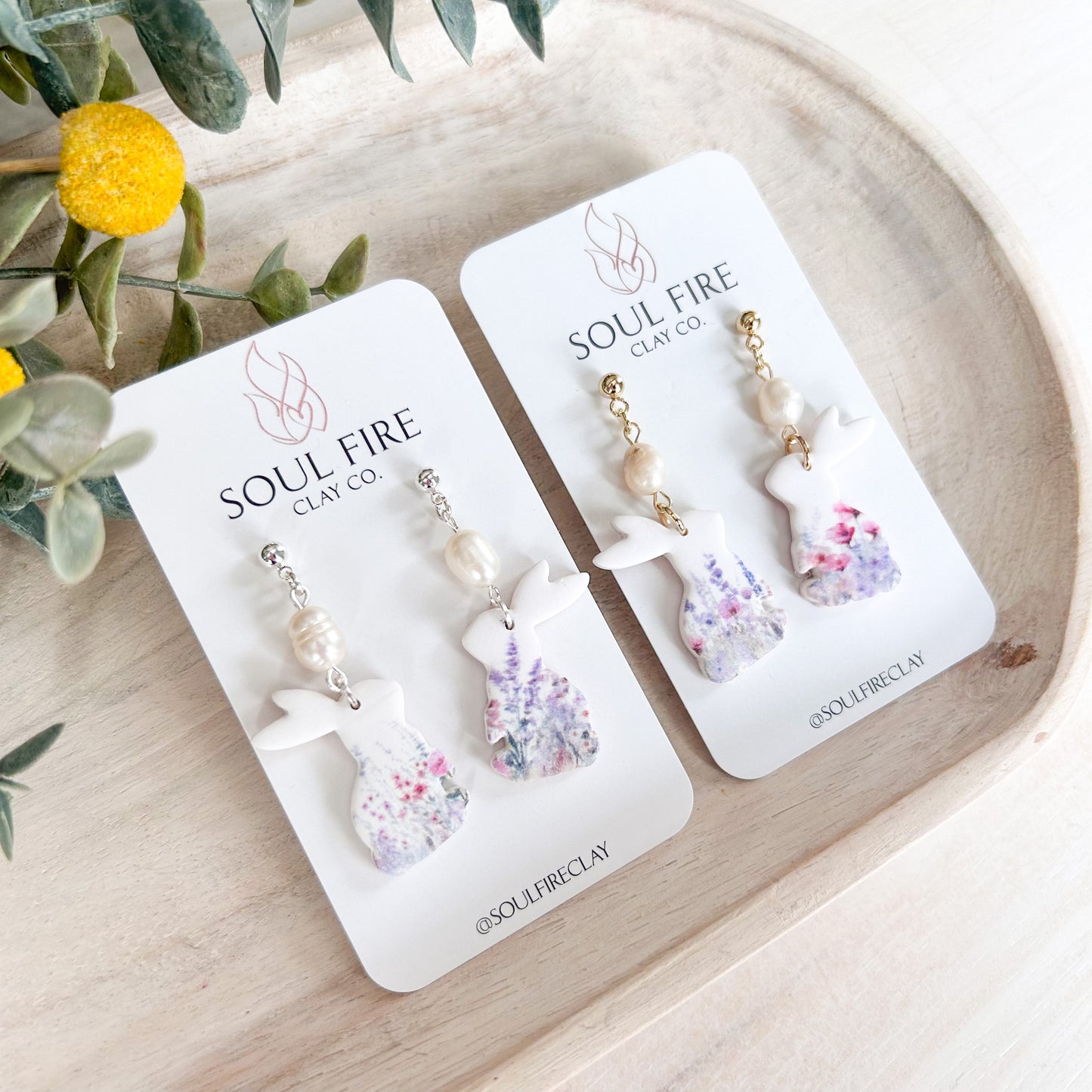 Pearl Wildflower Bunny Statement Earrings