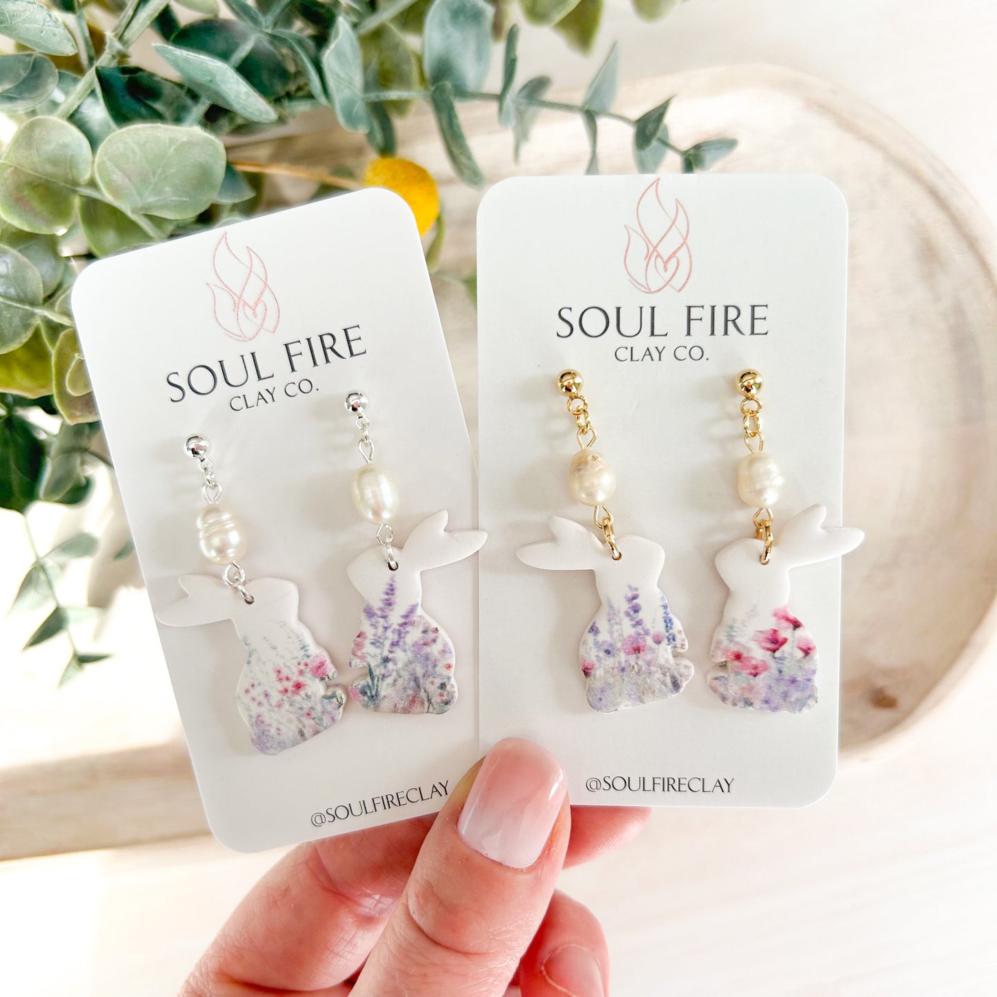 Pearl Wildflower Bunny Statement Earrings