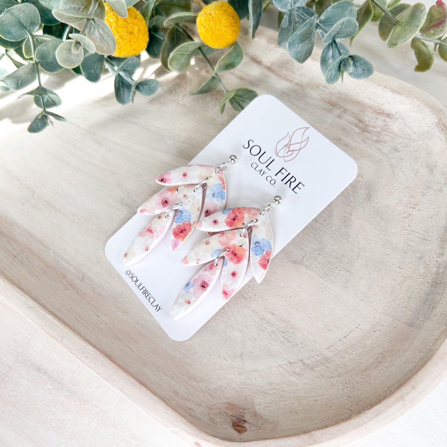 Water-colour Floral Leaf DropStatement Earrings