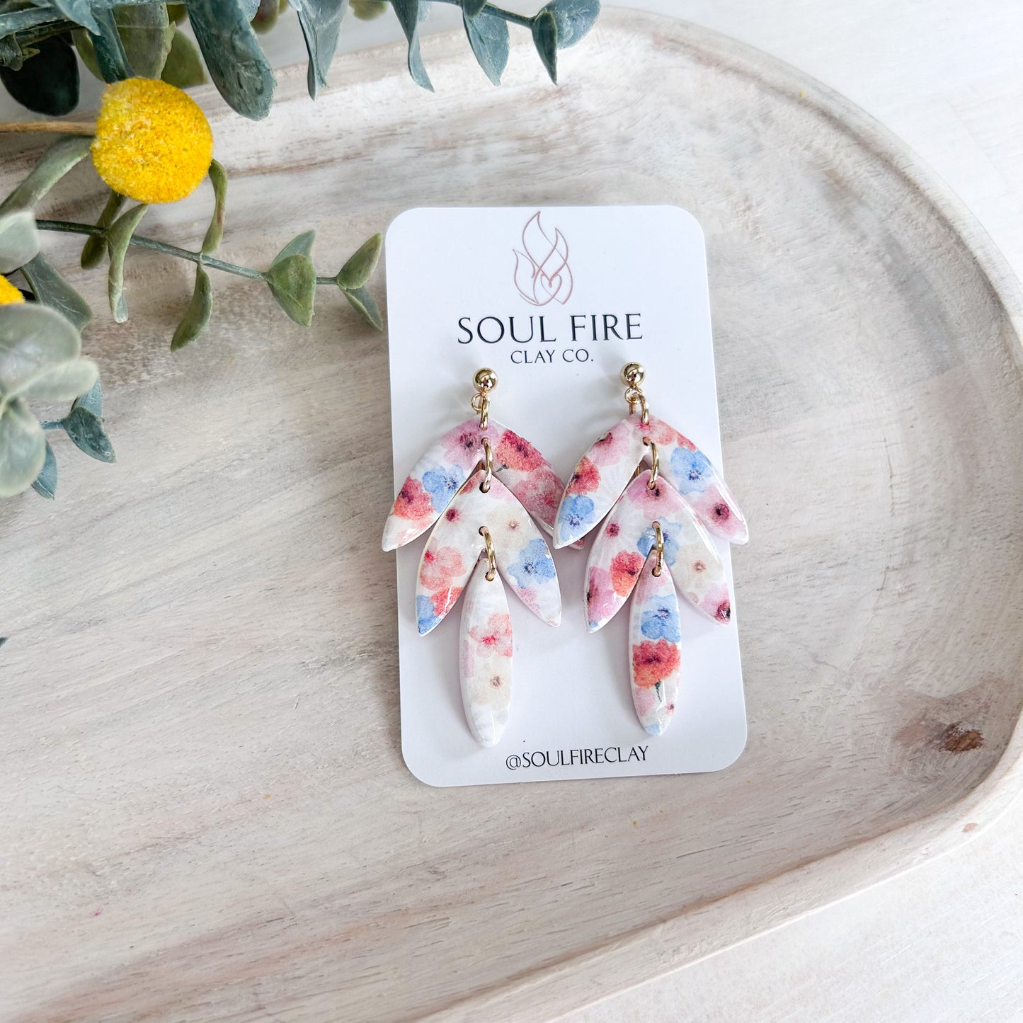 Water-colour Floral Leaf DropStatement Earrings