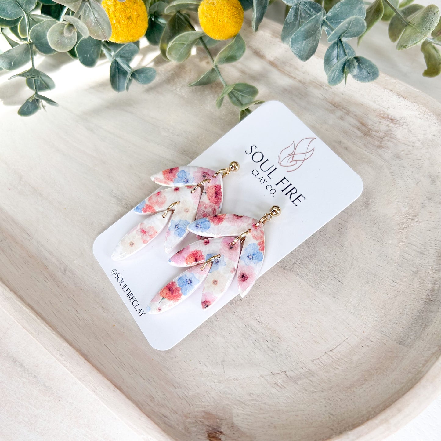 Water-colour Floral Leaf DropStatement Earrings