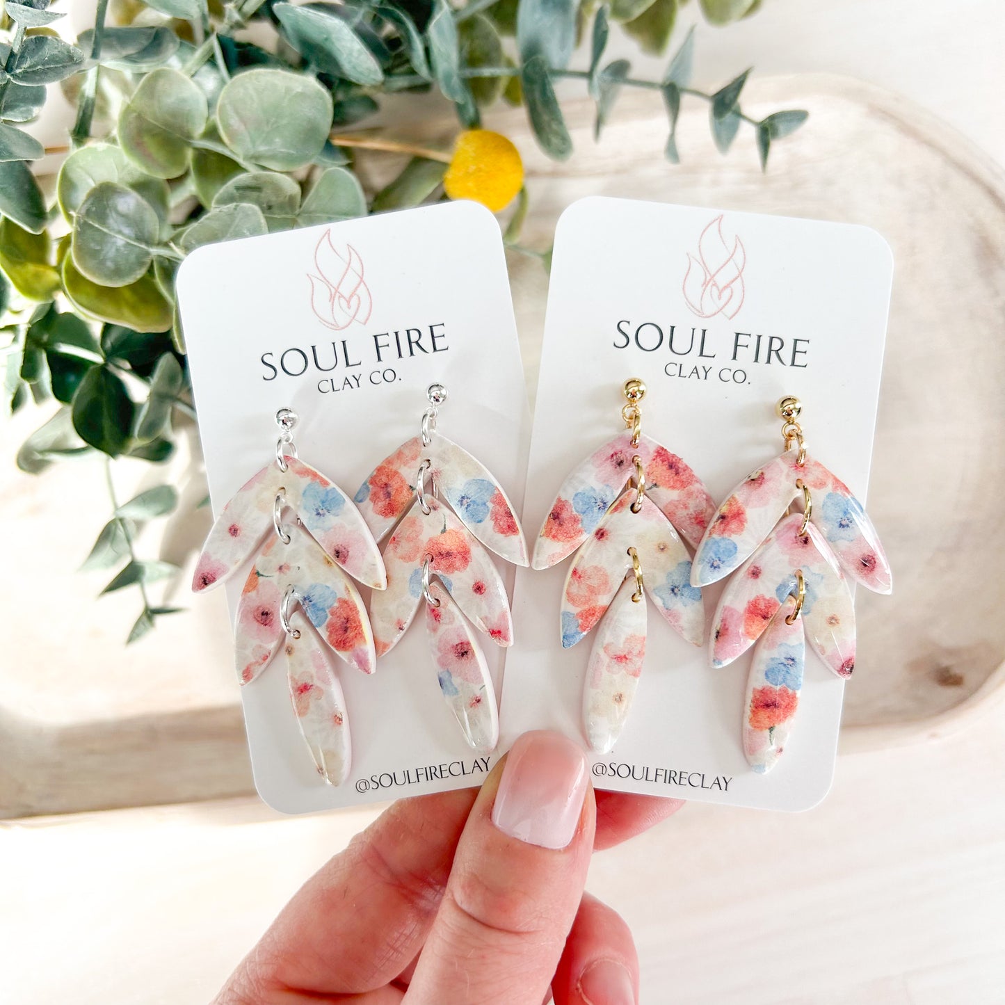 Water-colour Floral Leaf DropStatement Earrings
