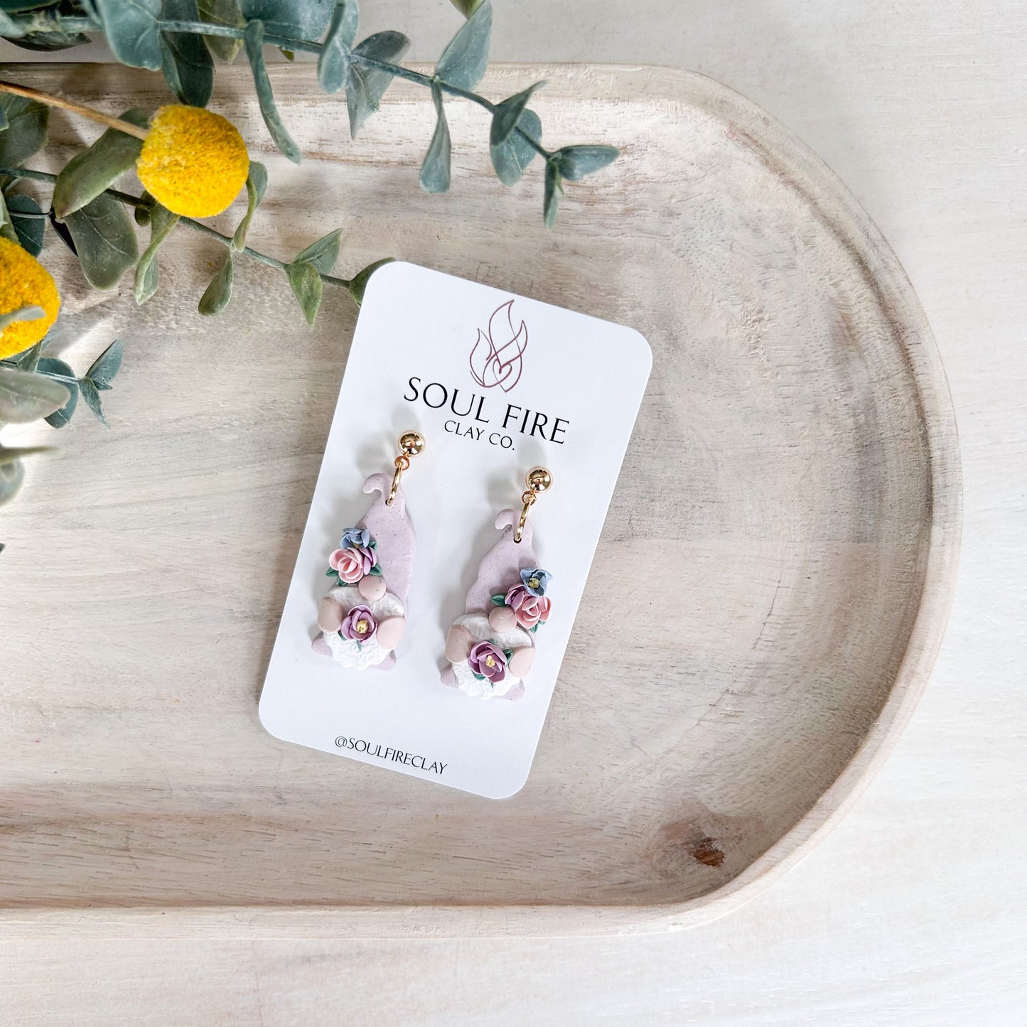 Spring Floral Gnome Statement Earrings