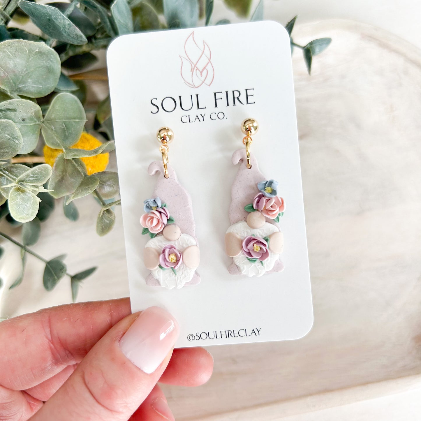 Spring Floral Gnome Statement Earrings