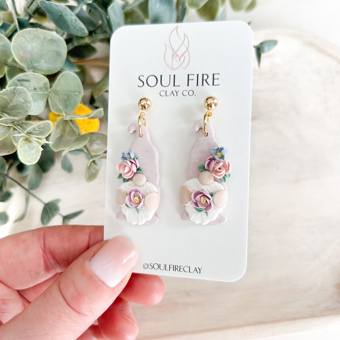 Spring Floral Gnome Statement Earrings