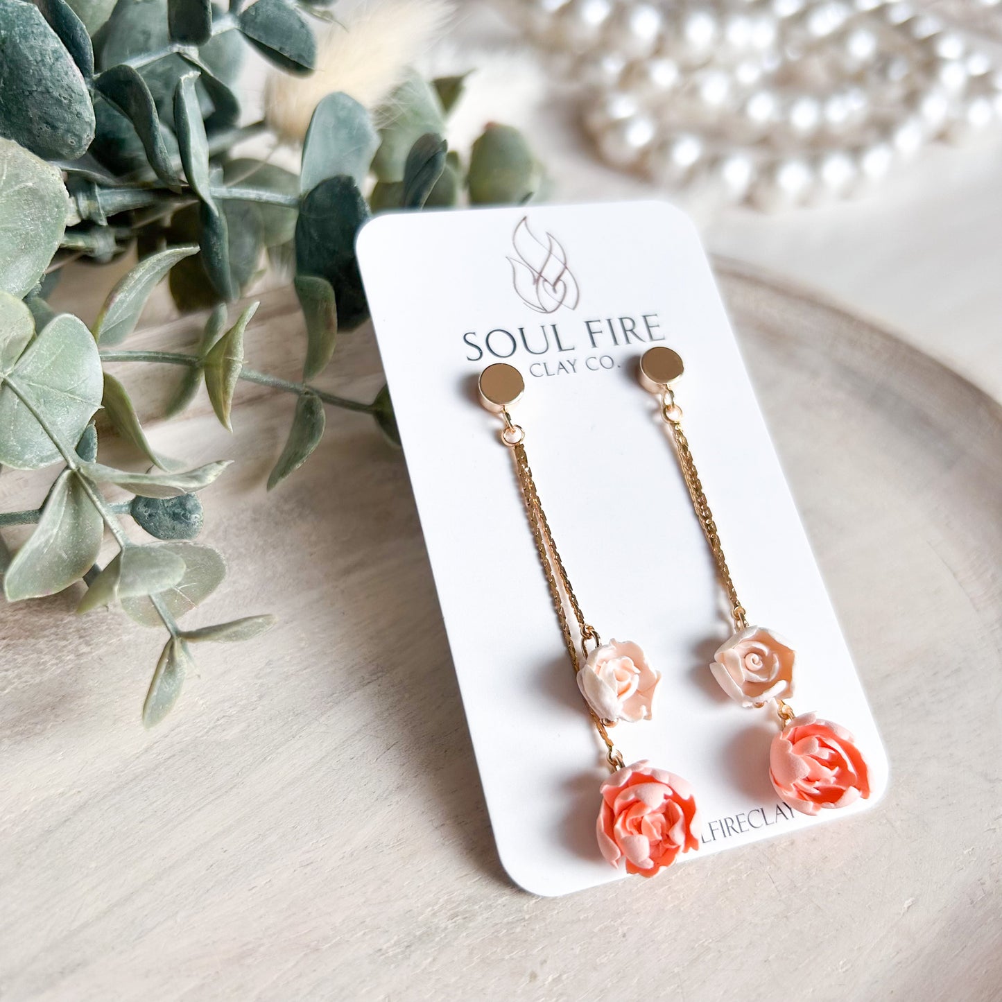 Floral Chain Drop Statement Earrings