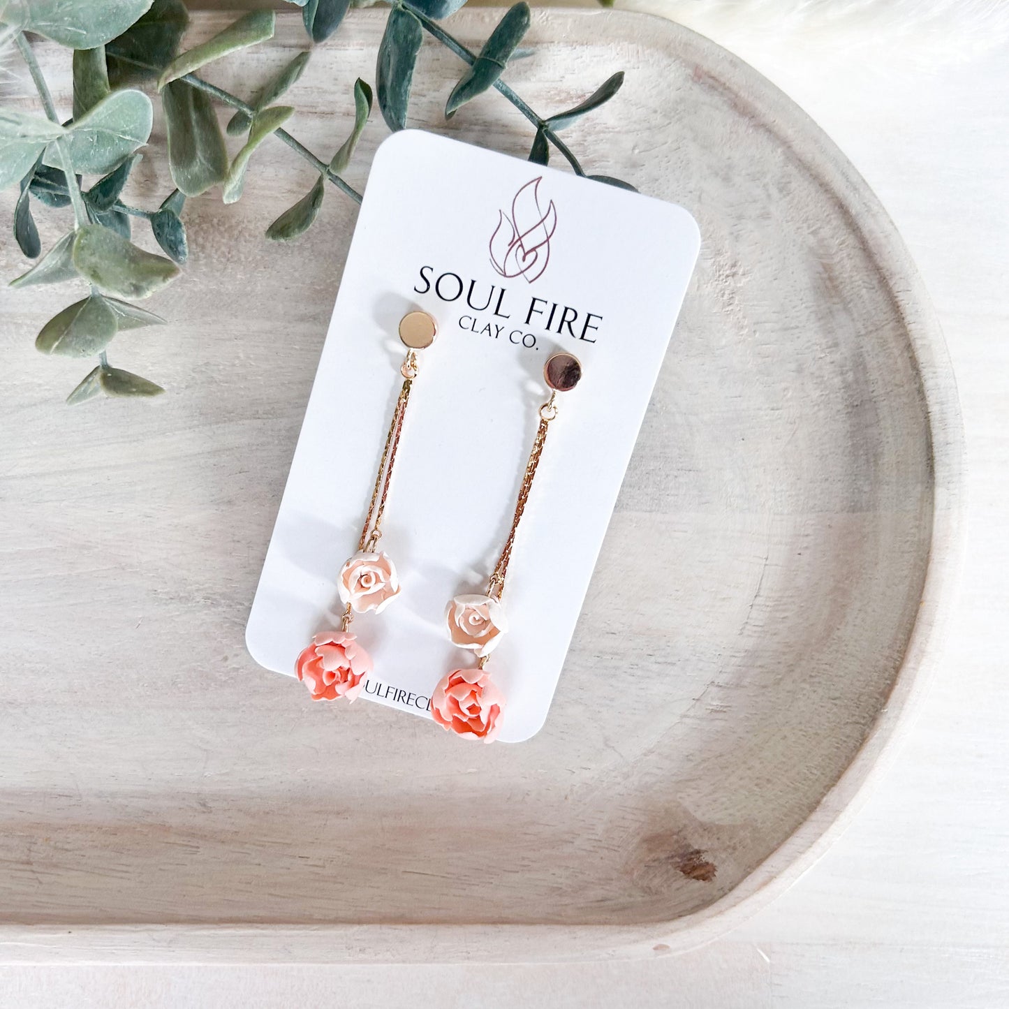 Floral Chain Drop Statement Earrings