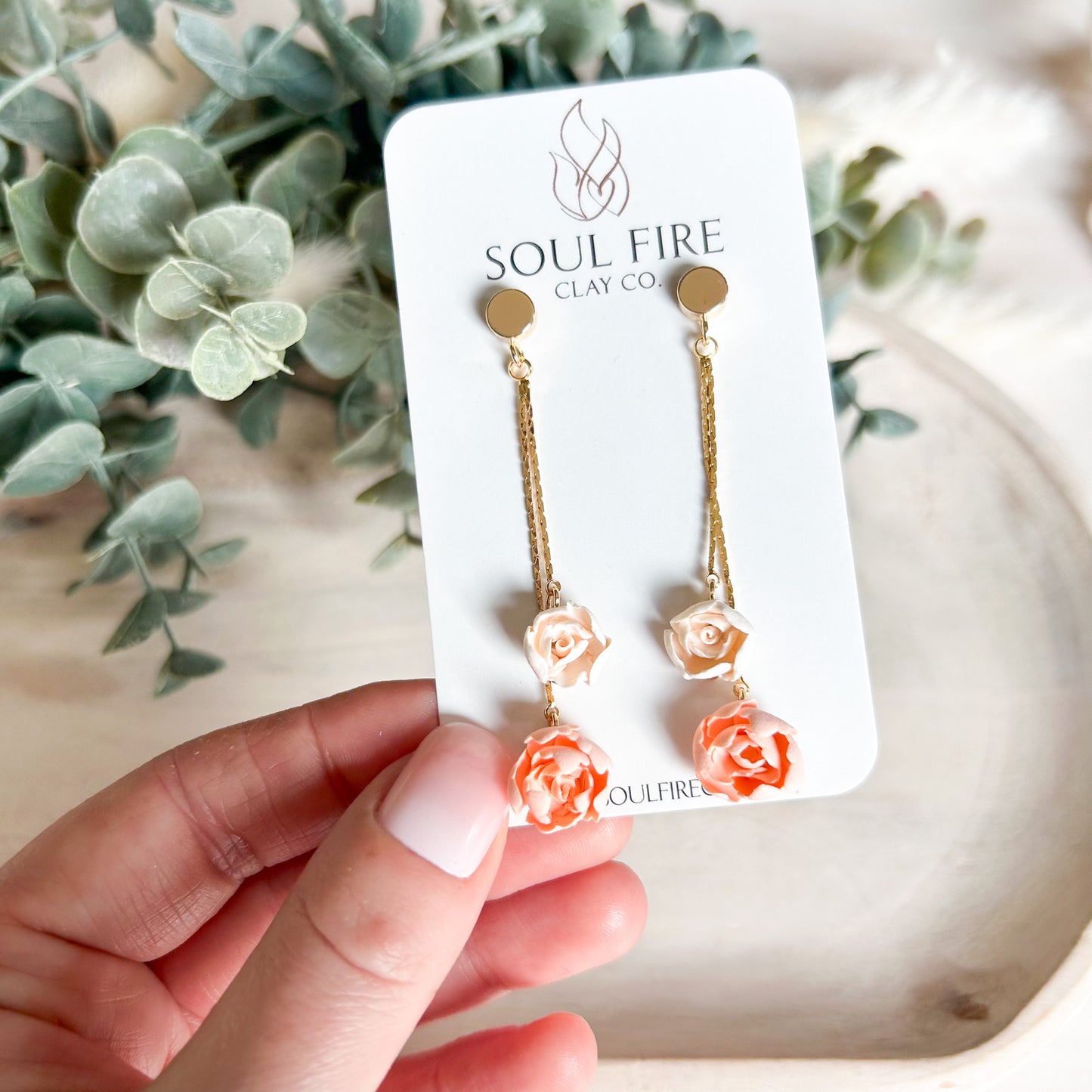 Floral Chain Drop Statement Earrings