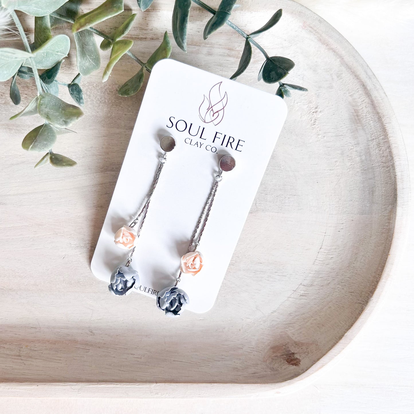 Floral Chain Drop Statement Earrings