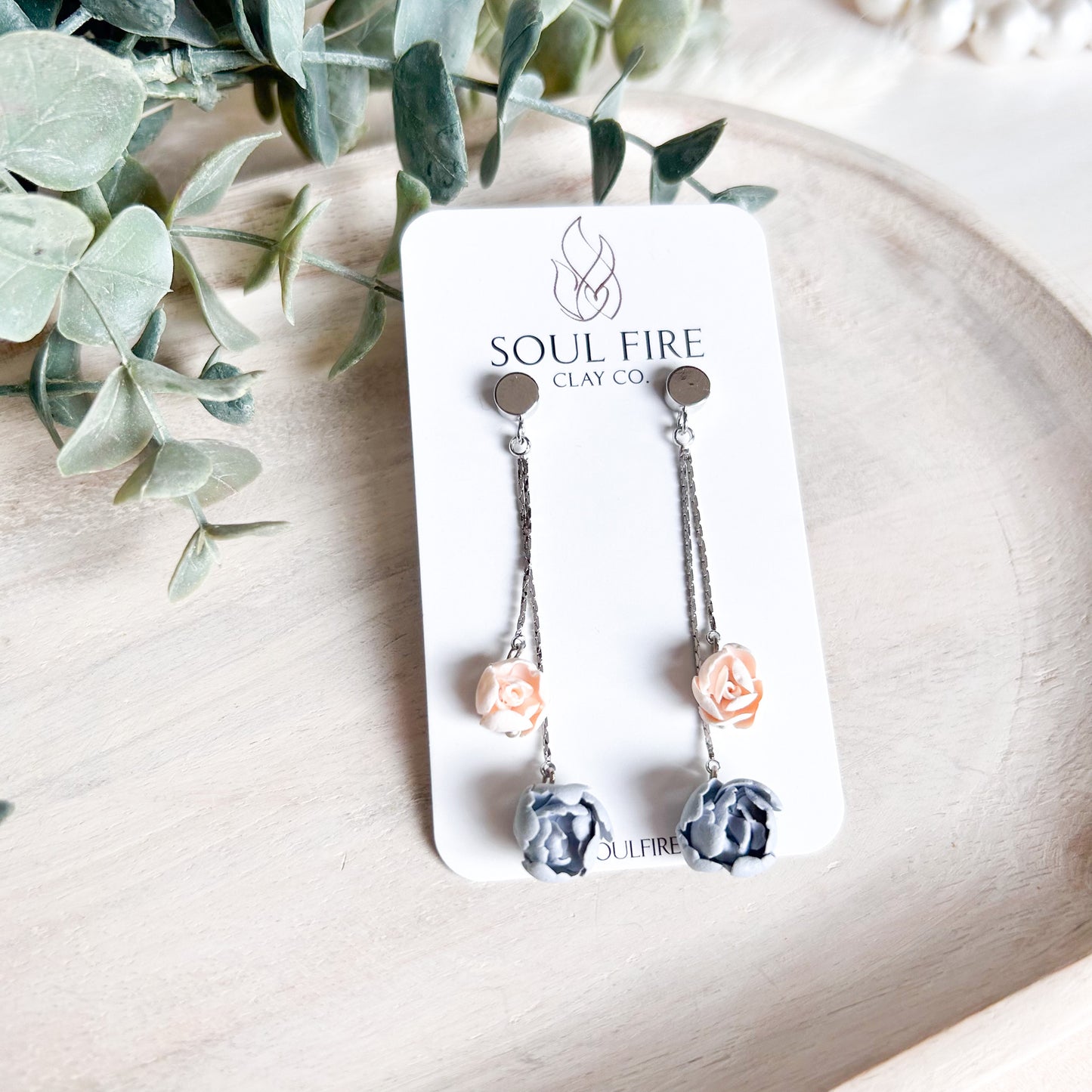 Floral Chain Drop Statement Earrings