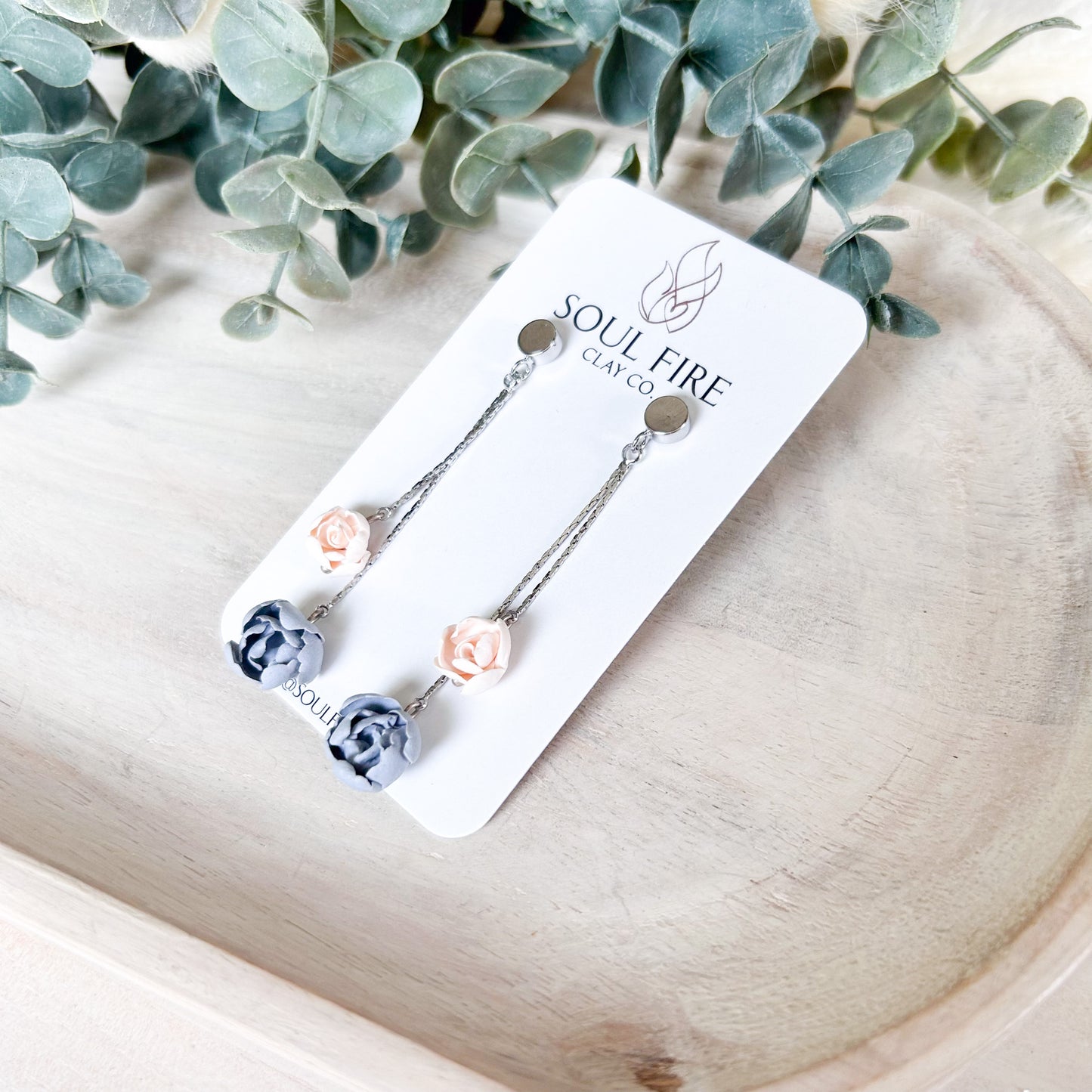 Floral Chain Drop Statement Earrings