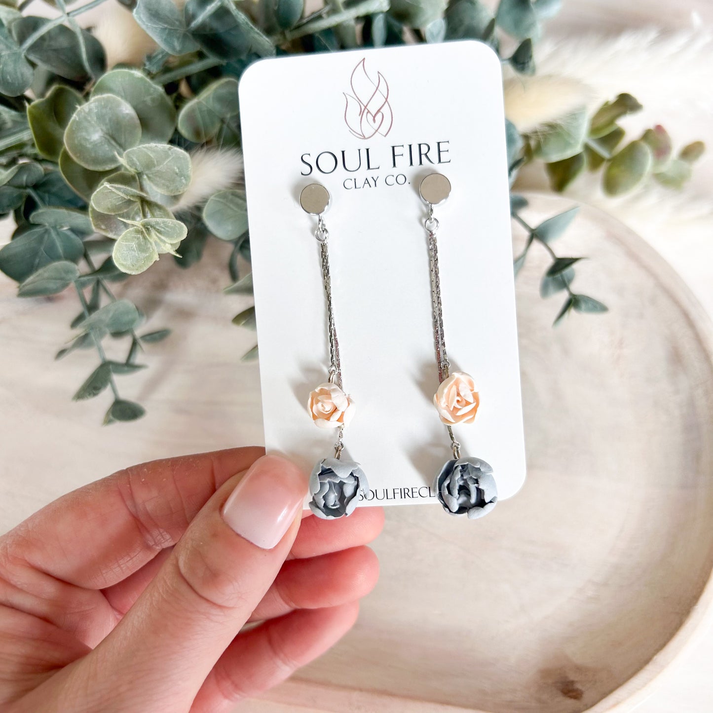 Floral Chain Drop Statement Earrings