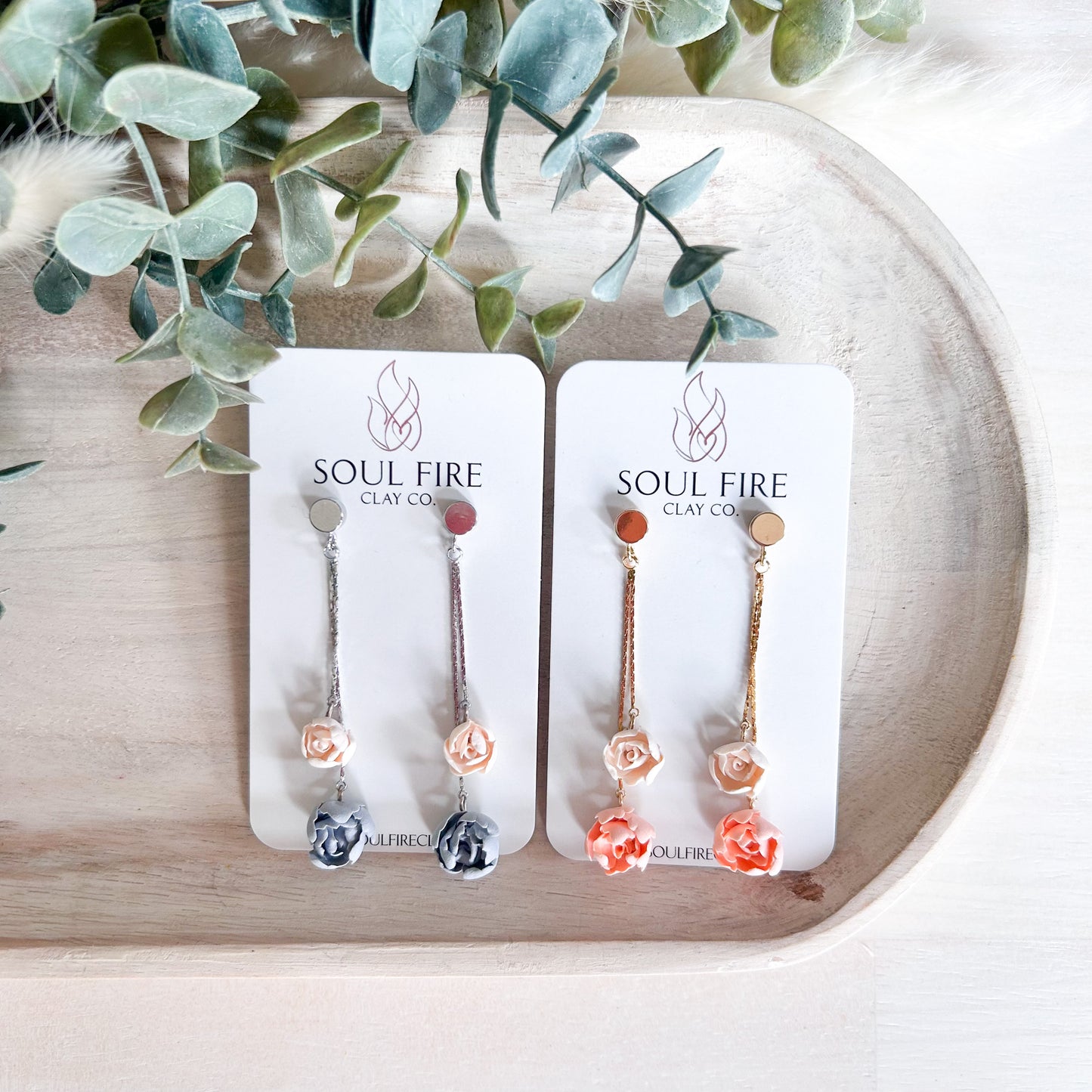Floral Chain Drop Statement Earrings
