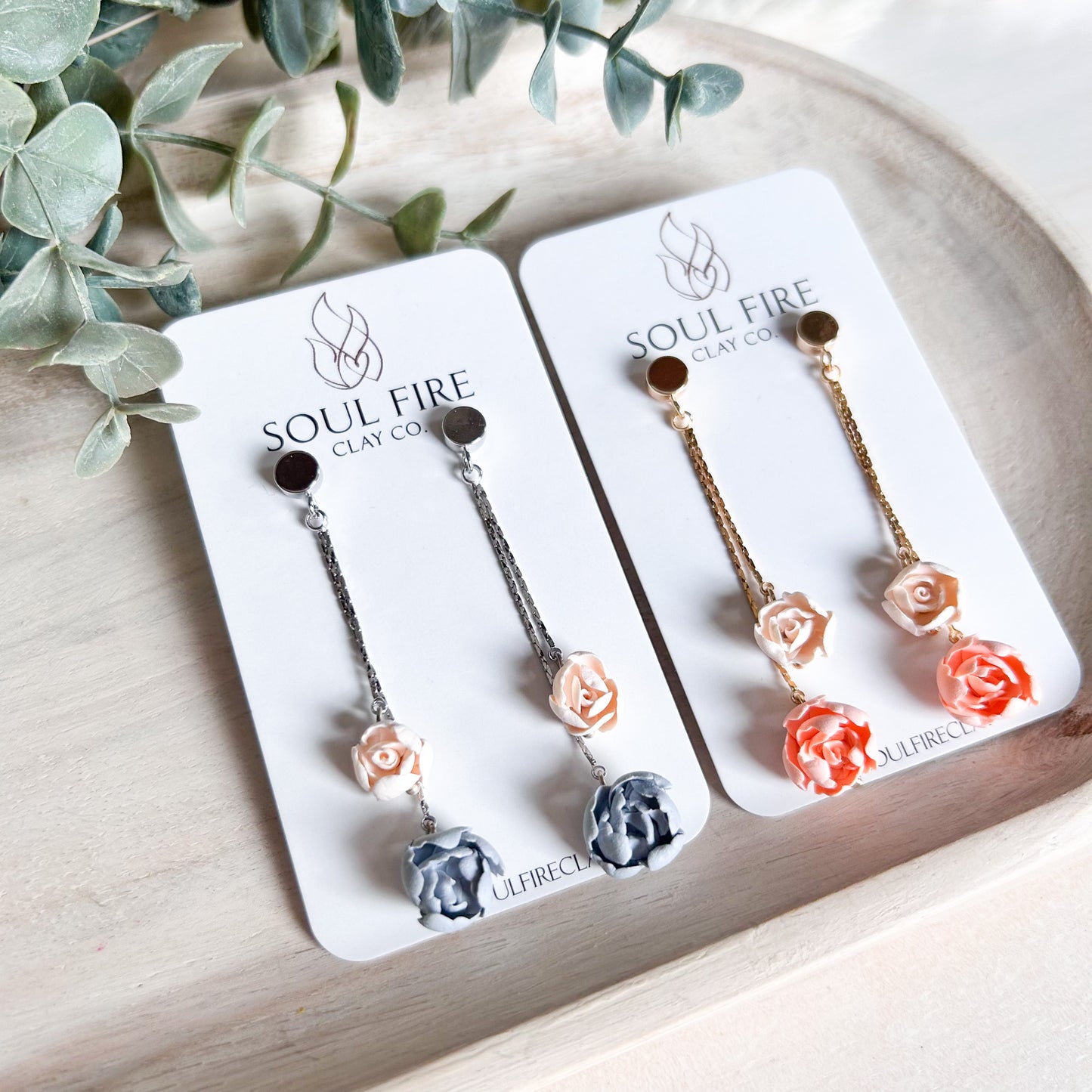 Floral Chain Drop Statement Earrings