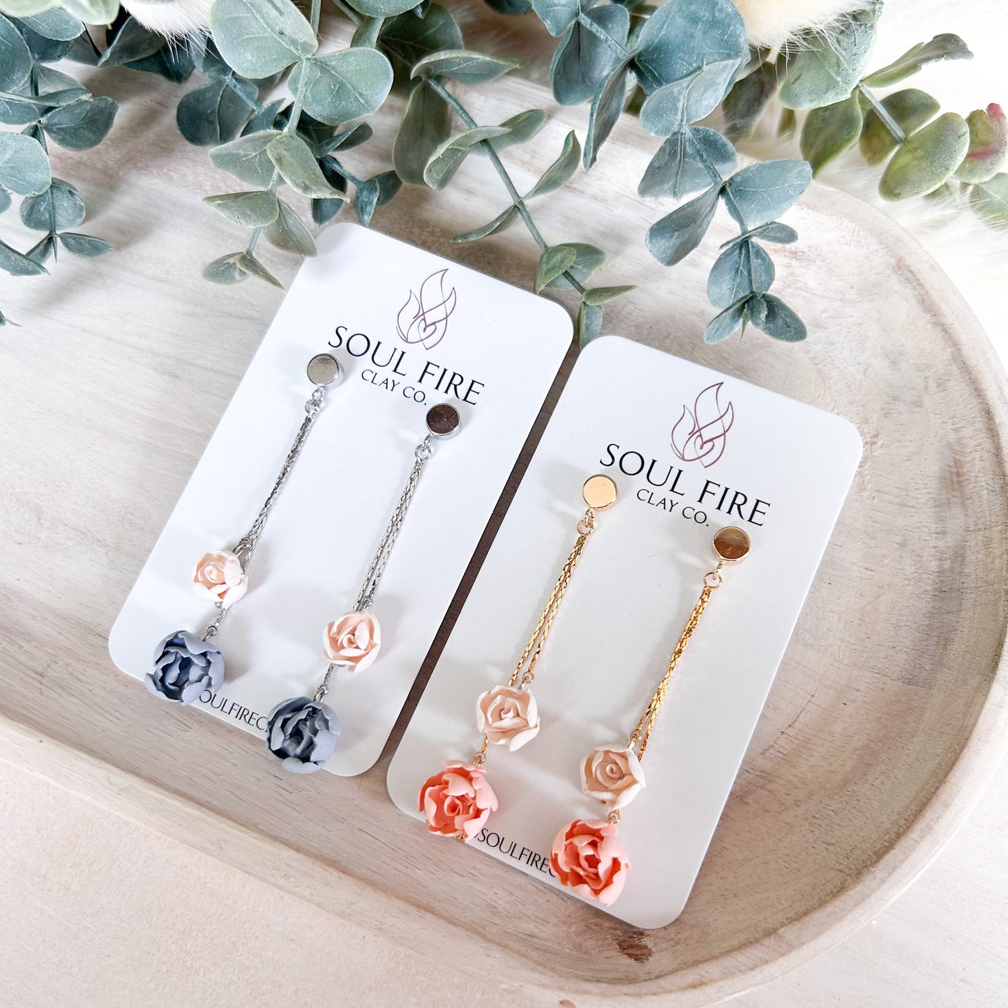 Floral Chain Drop Statement Earrings