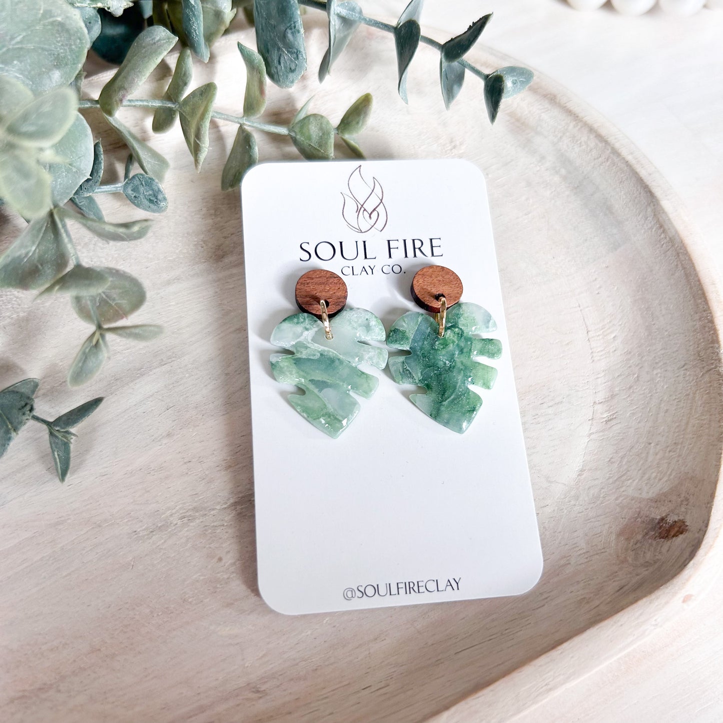 Monstera (Small) Marbled Statement Earrings