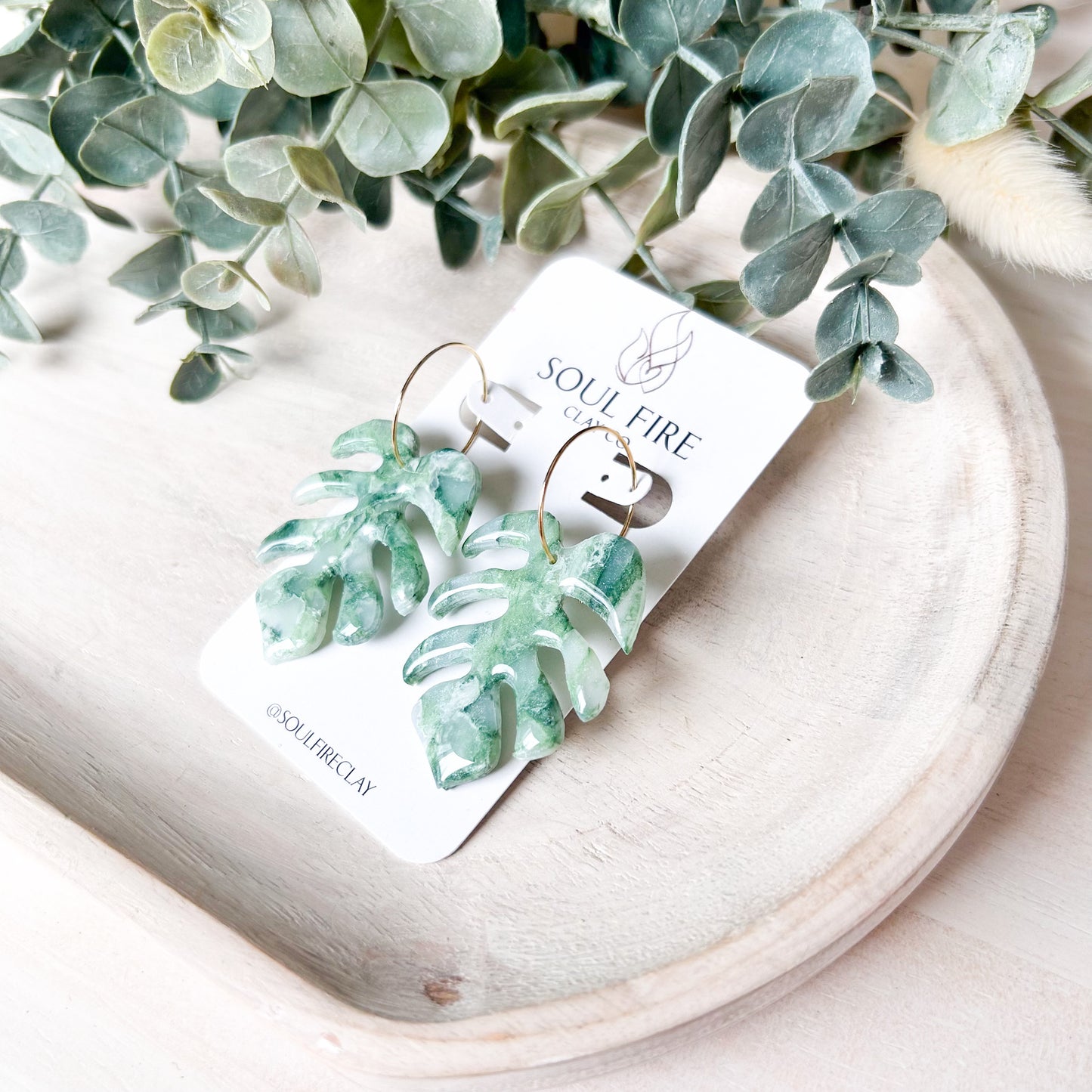 Monstera (Large) Marbled Statement Earrings