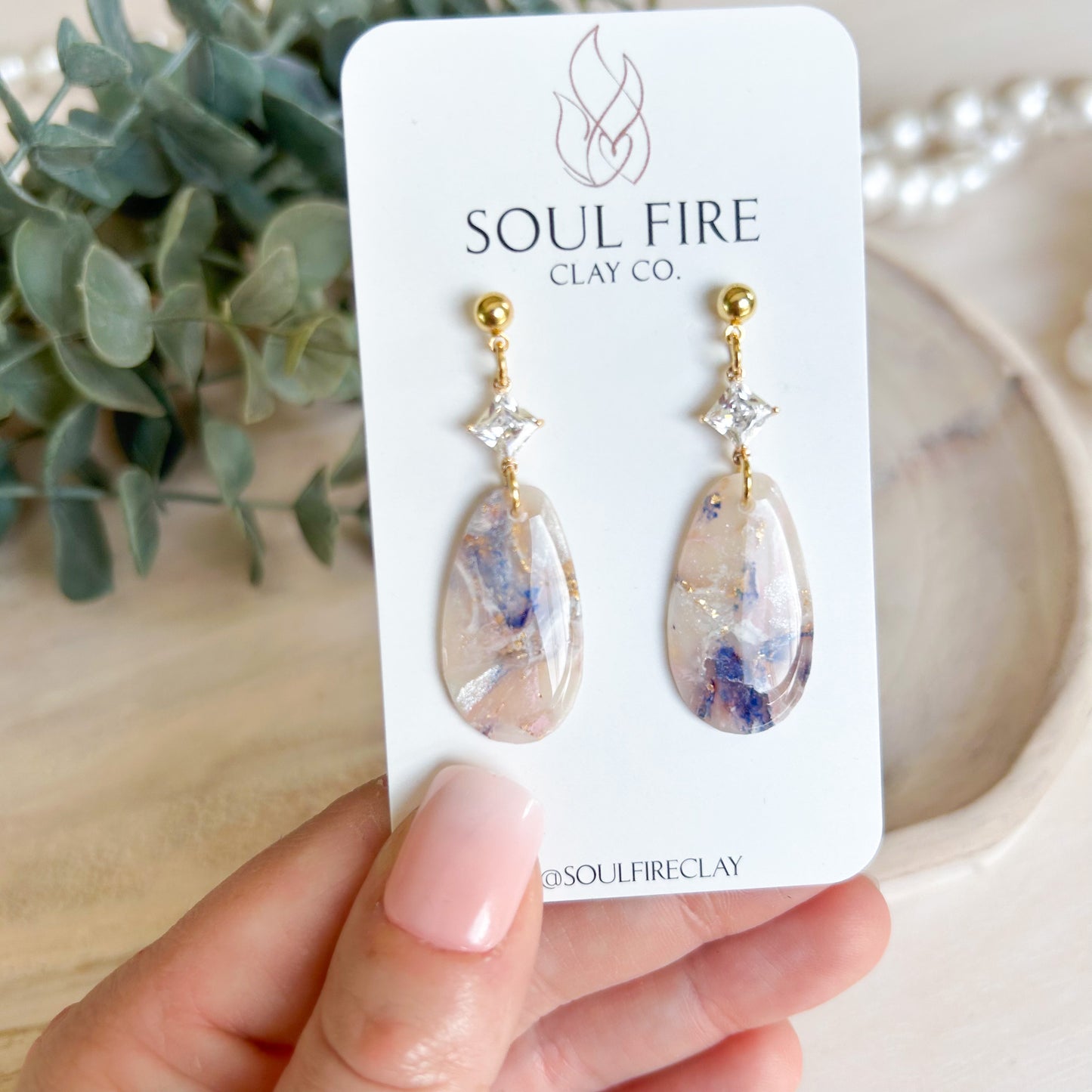 Bridgerton Collection - Oval Drop - Marbled Statement Earrings