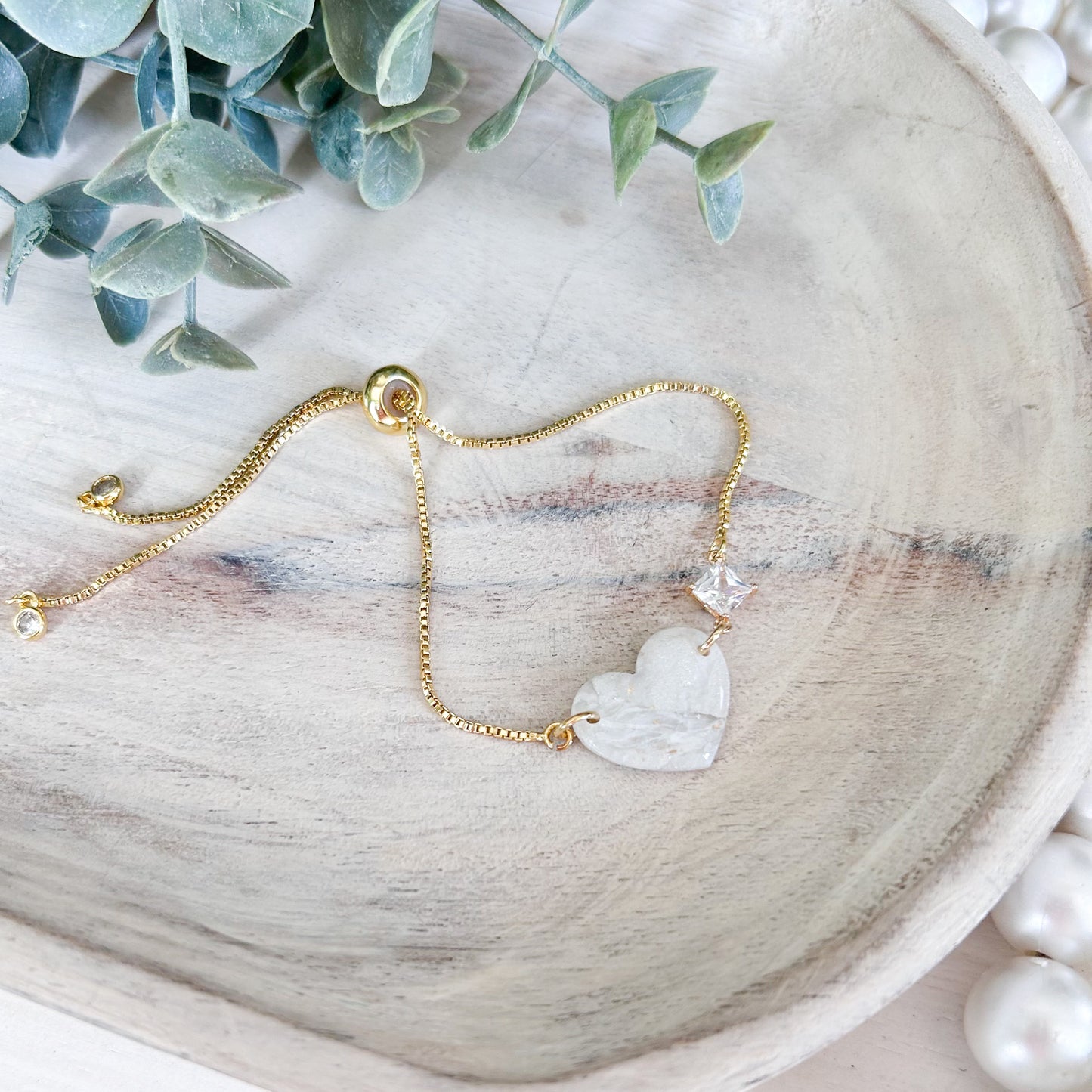 Bridgerton Collection - Marbled Heart Bracelet - Gold Chain