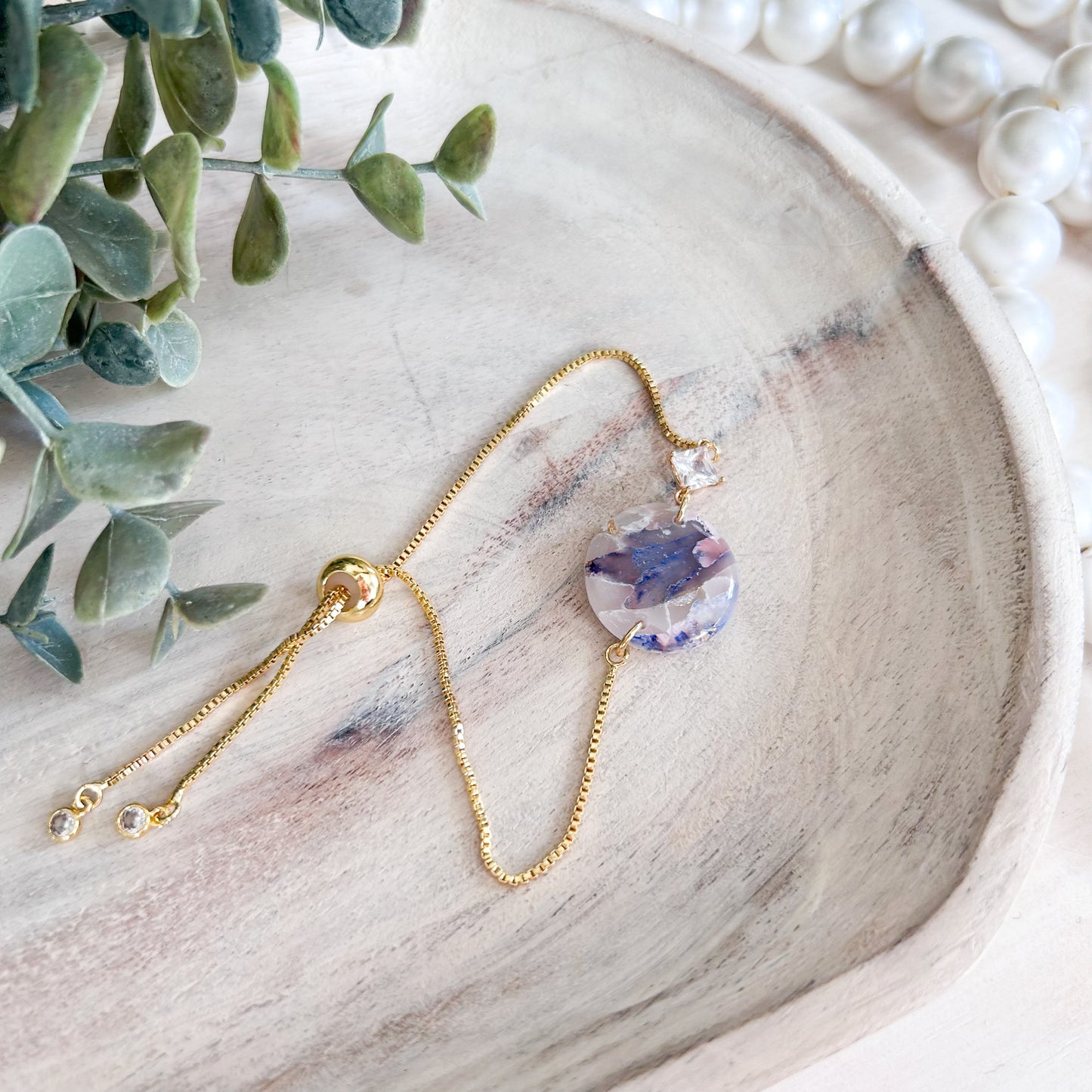 Bridgerton Collection - Marbled Circle Bracelet - Gold Chain