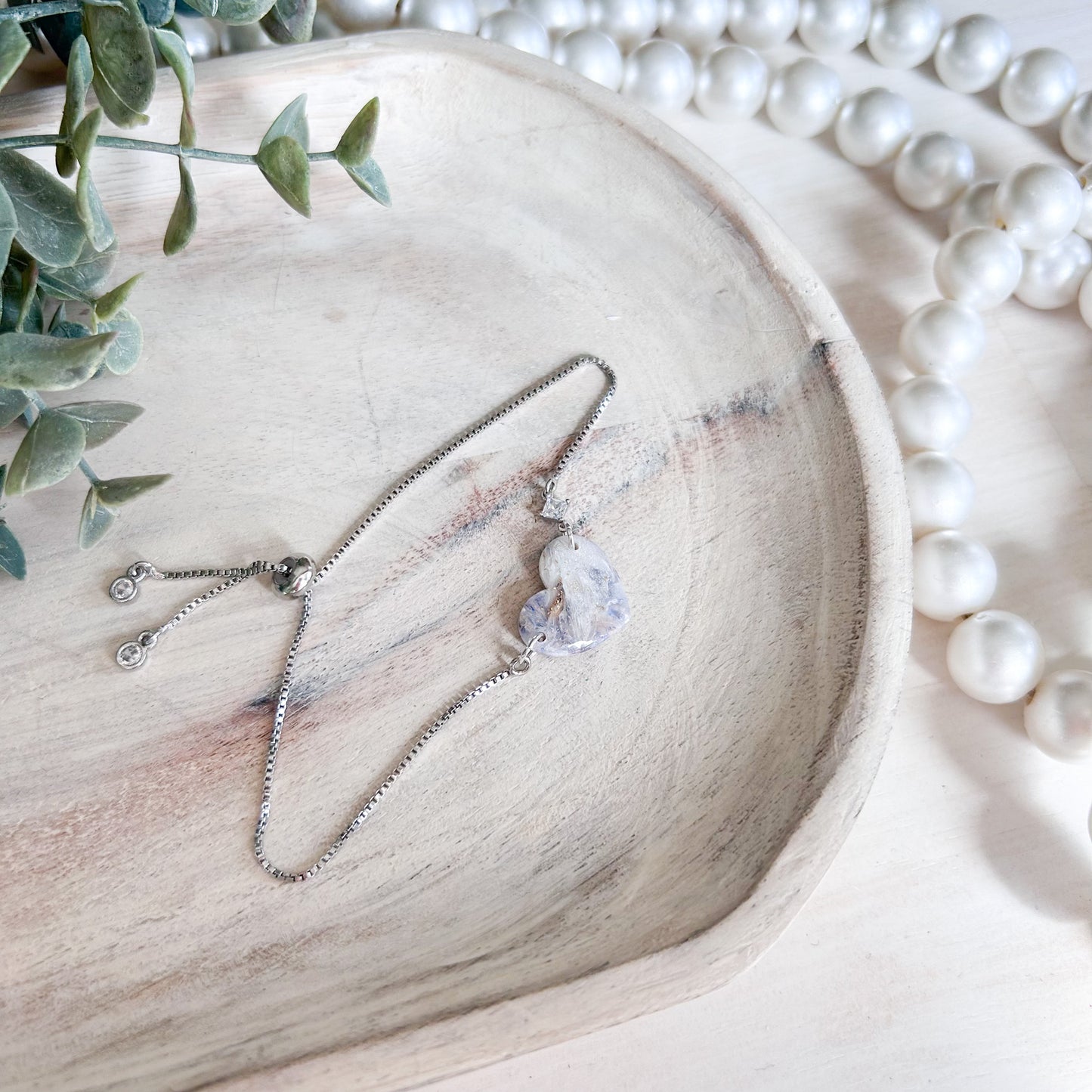 Bridgerton Collection - Marbled Heart Bracelet - Silver Chain