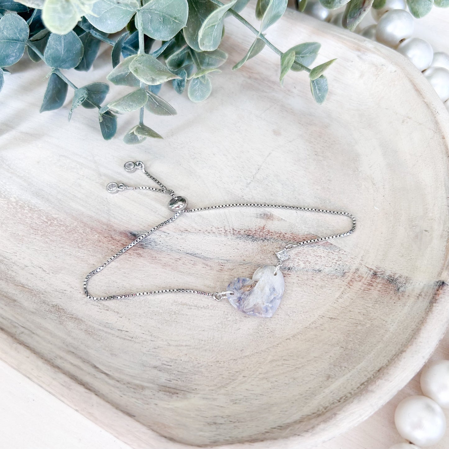 Bridgerton Collection - Marbled Heart Bracelet - Silver Chain