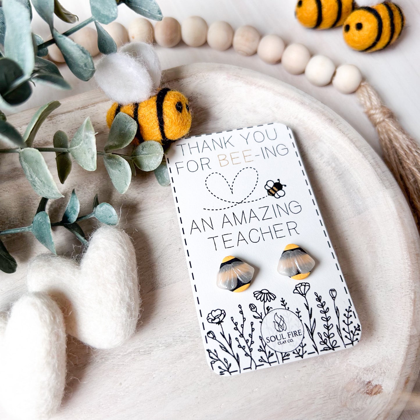 Bee - Educator Teacher Studs - Statement Earrings