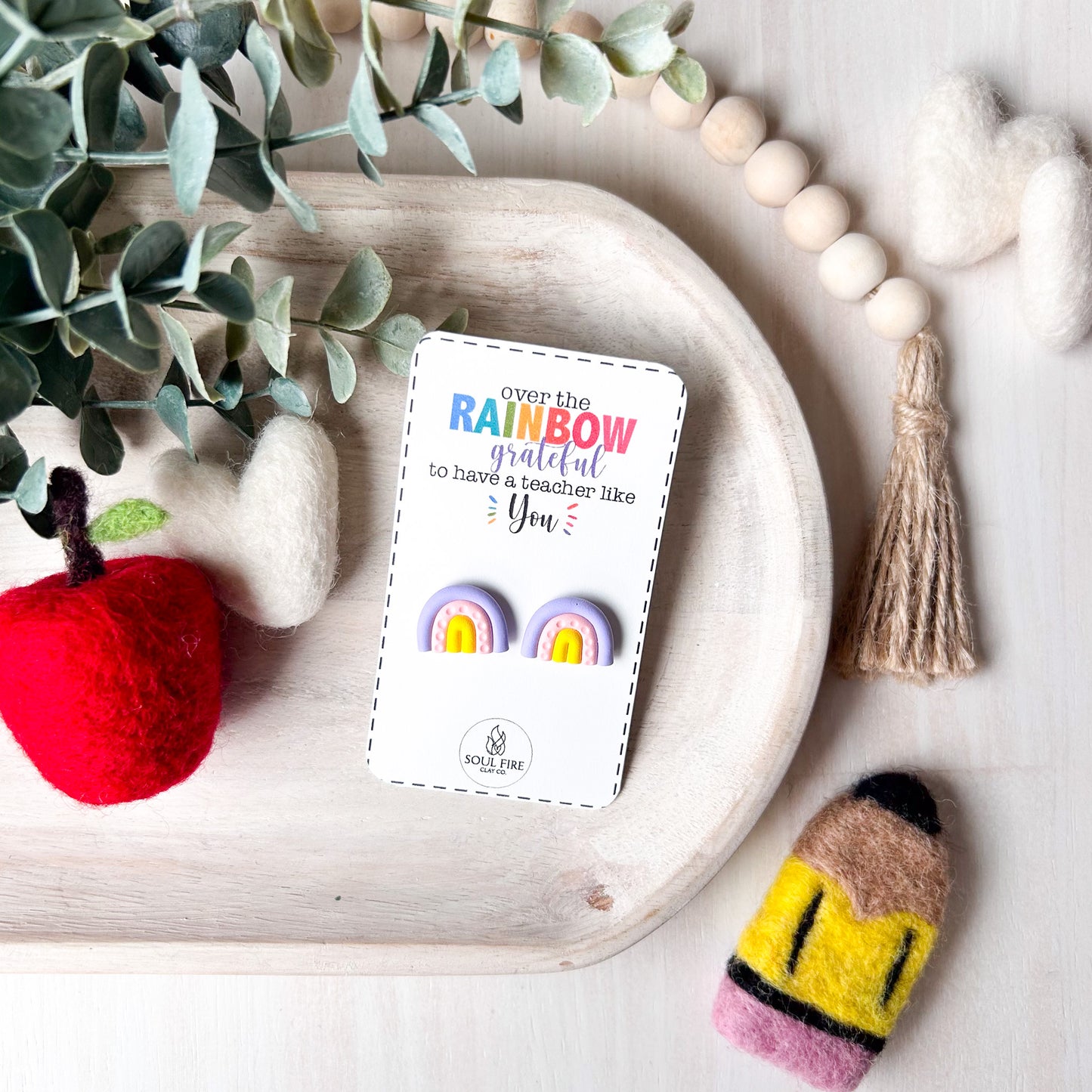 Rainbow (Purple/Pink/Yellow) - Educator Teacher Studs - Statement Earrings