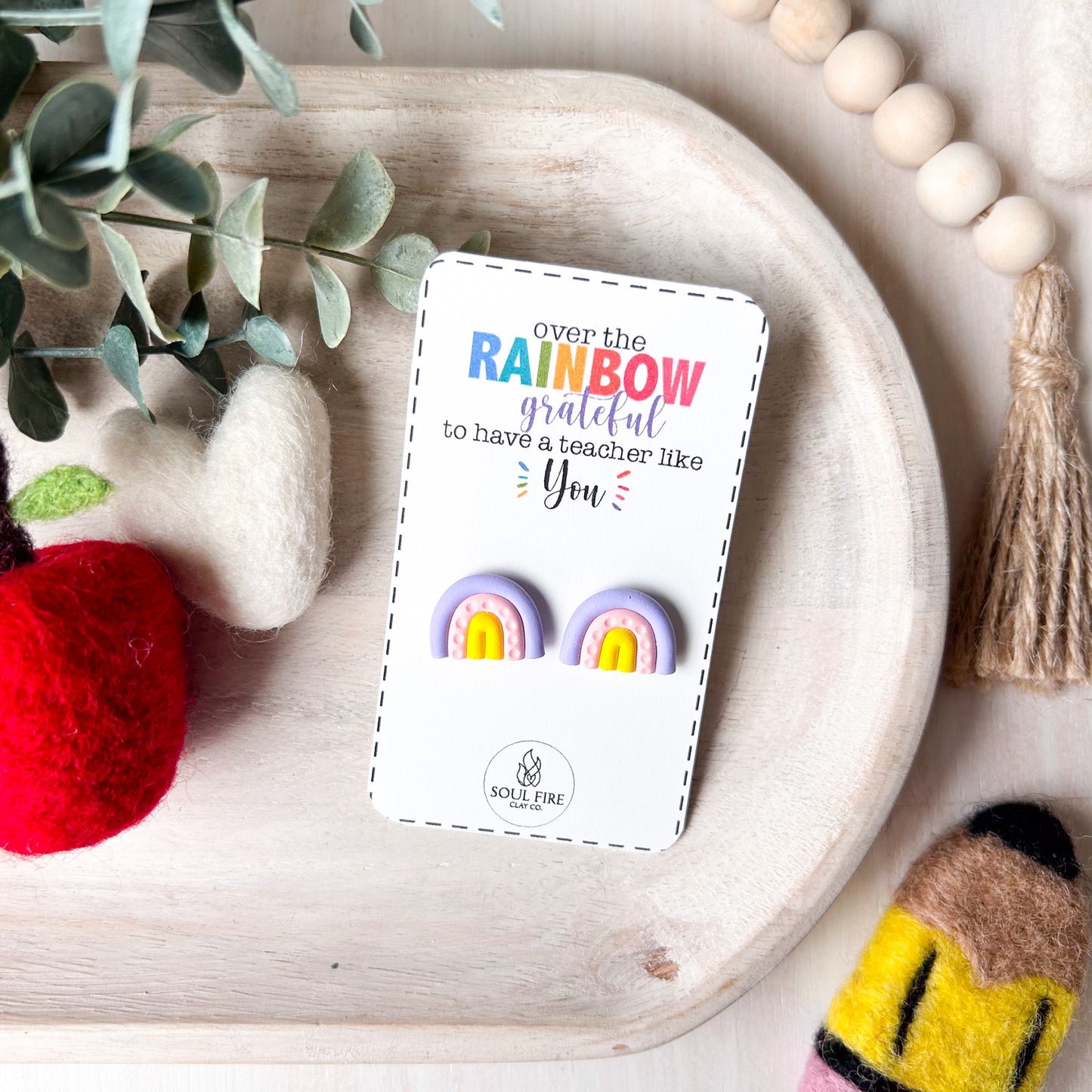 Rainbow (Purple/Pink/Yellow) - Educator Teacher Studs - Statement Earrings
