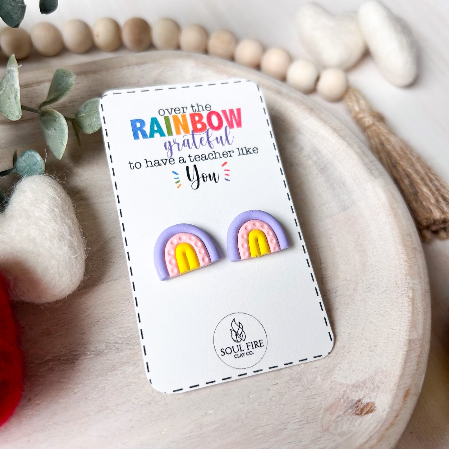 Rainbow (Purple/Pink/Yellow) - Educator Teacher Studs - Statement Earrings