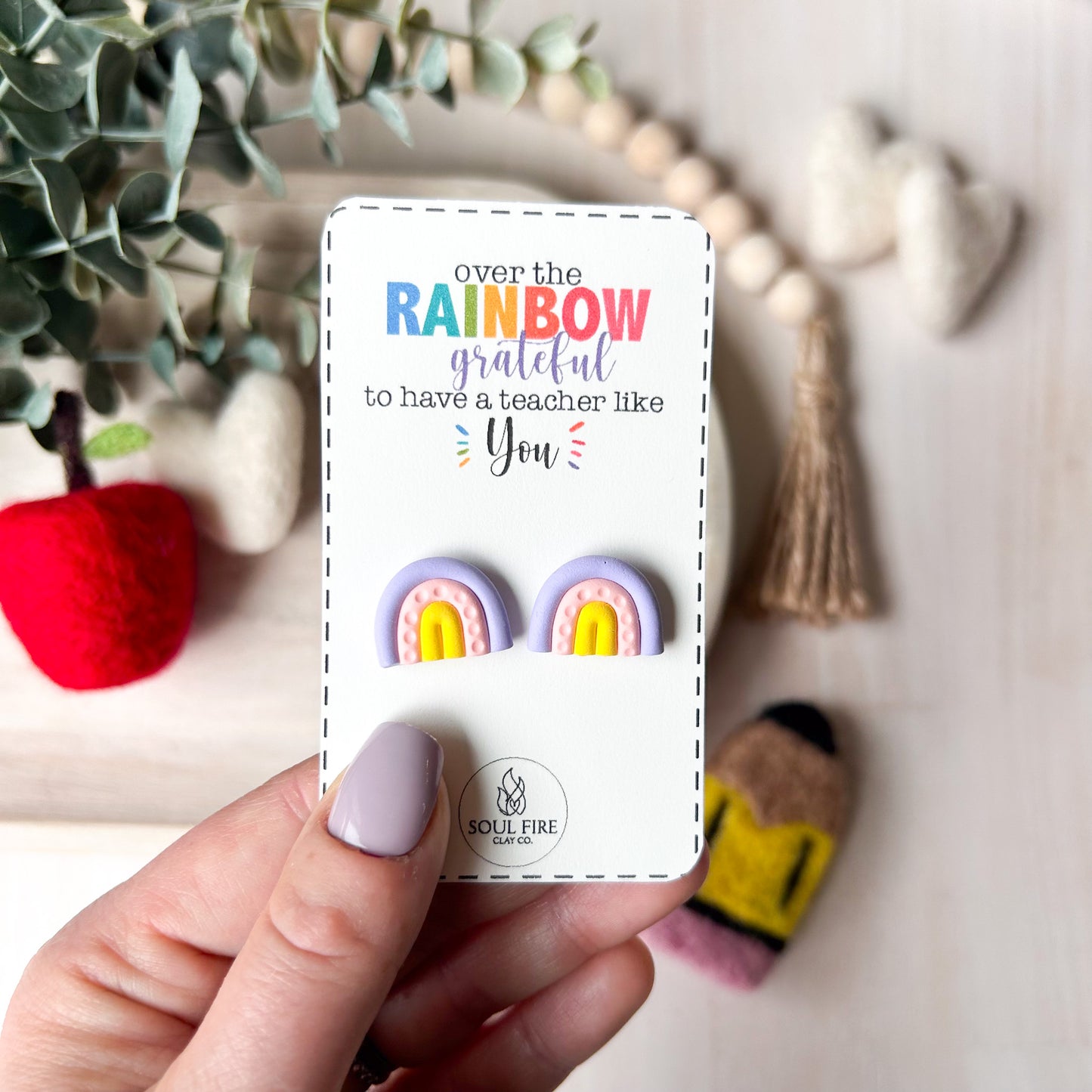 Rainbow (Purple/Pink/Yellow) - Educator Teacher Studs - Statement Earrings