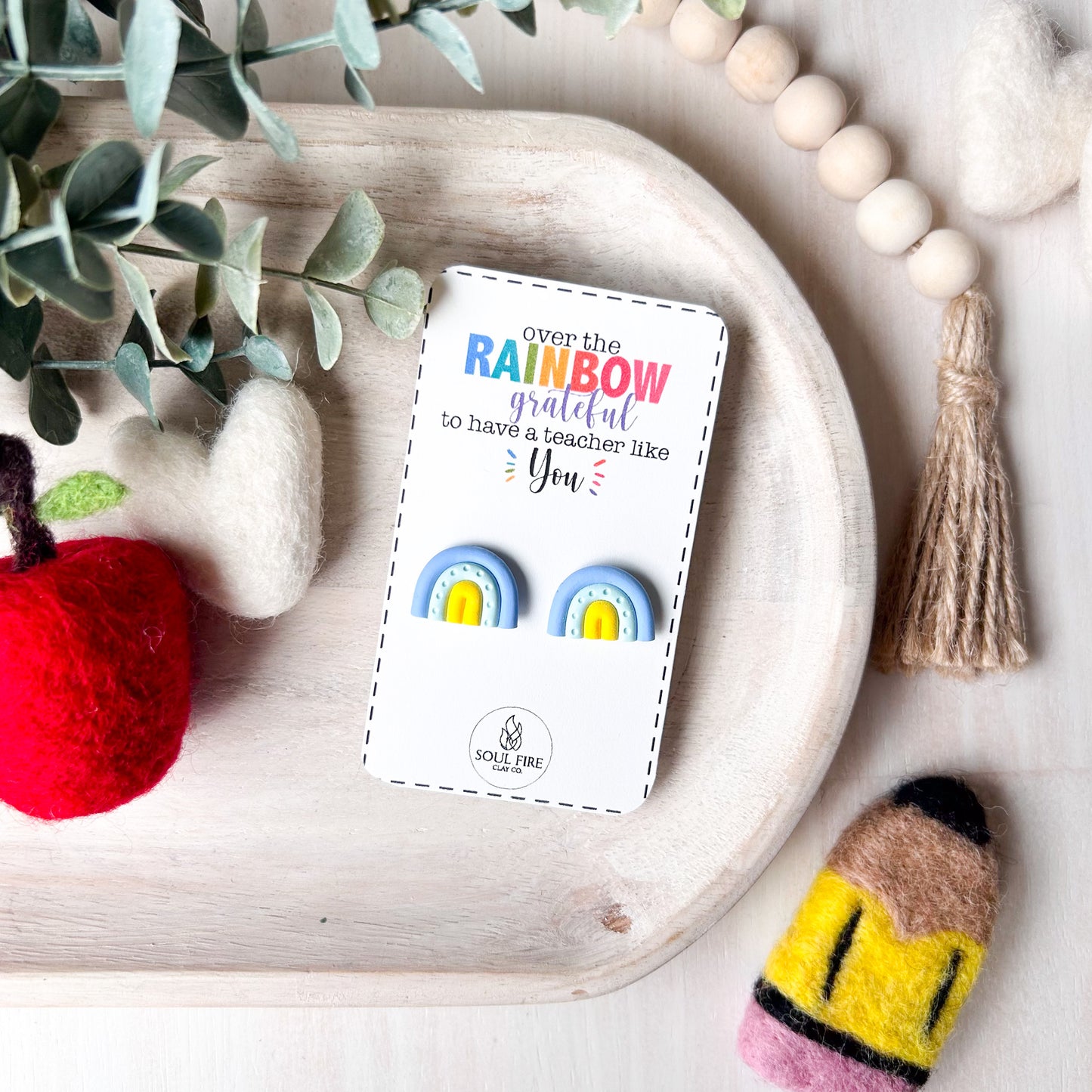 Rainbow (Blue/Mint/Yellow) - Educator Teacher Studs - Statement Earrings