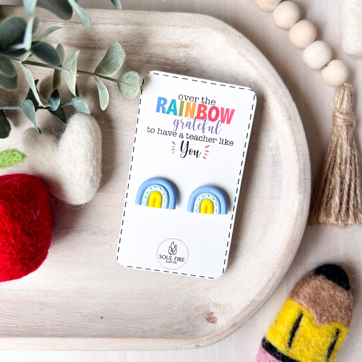 Rainbow (Blue/Mint/Yellow) - Educator Teacher Studs - Statement Earrings