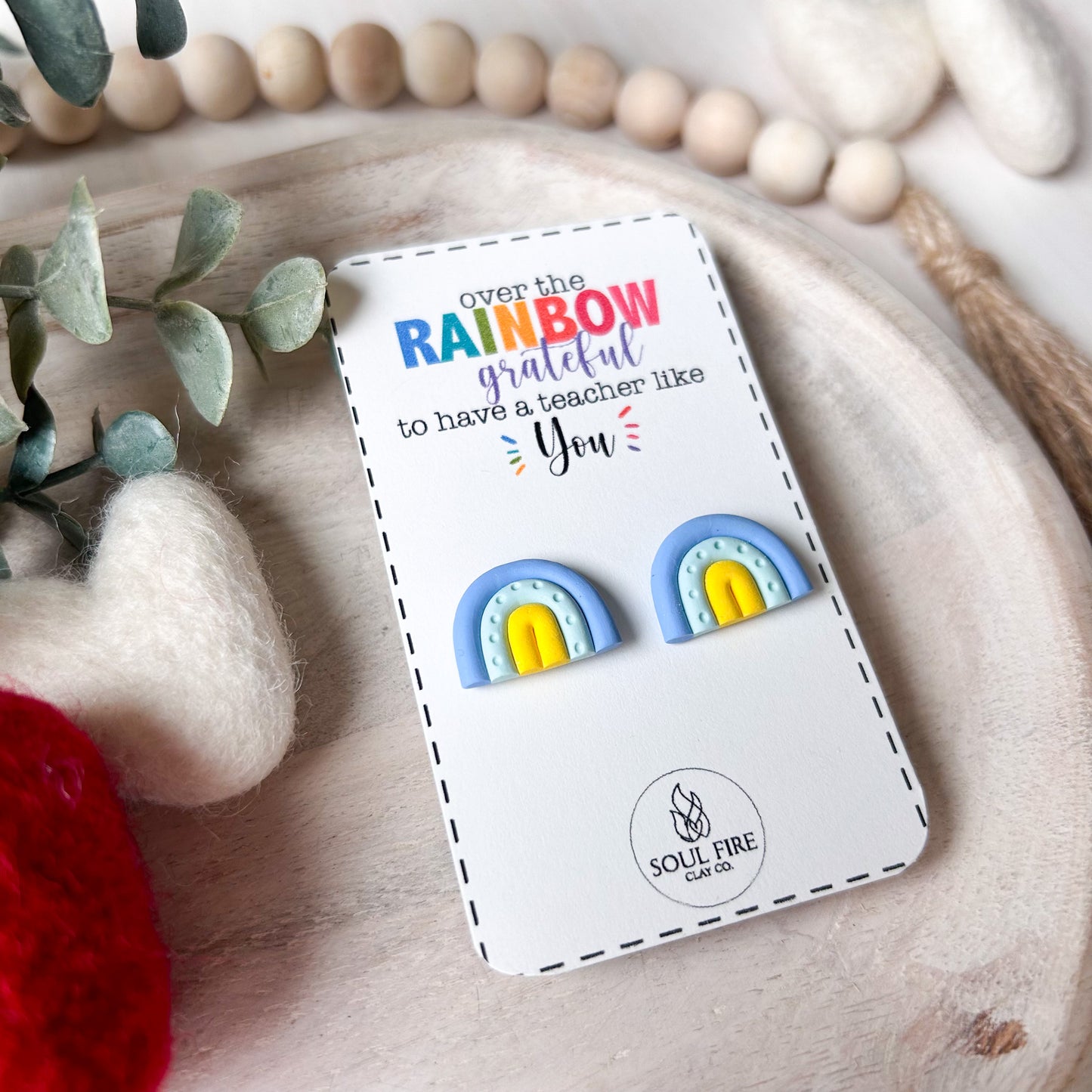Rainbow (Blue/Mint/Yellow) - Educator Teacher Studs - Statement Earrings