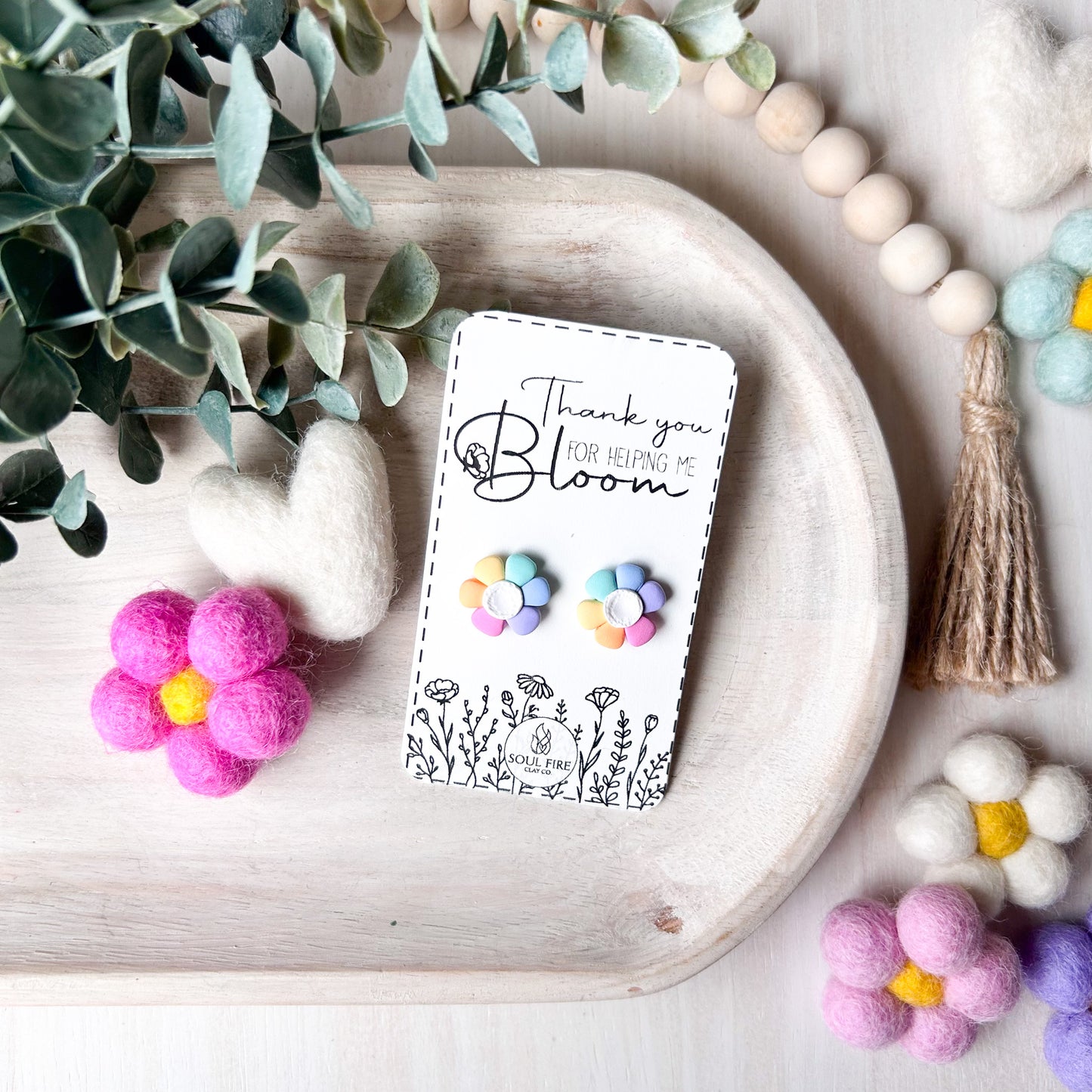 Rainbow Daisy - Educator Teacher Studs - Statement Earrings