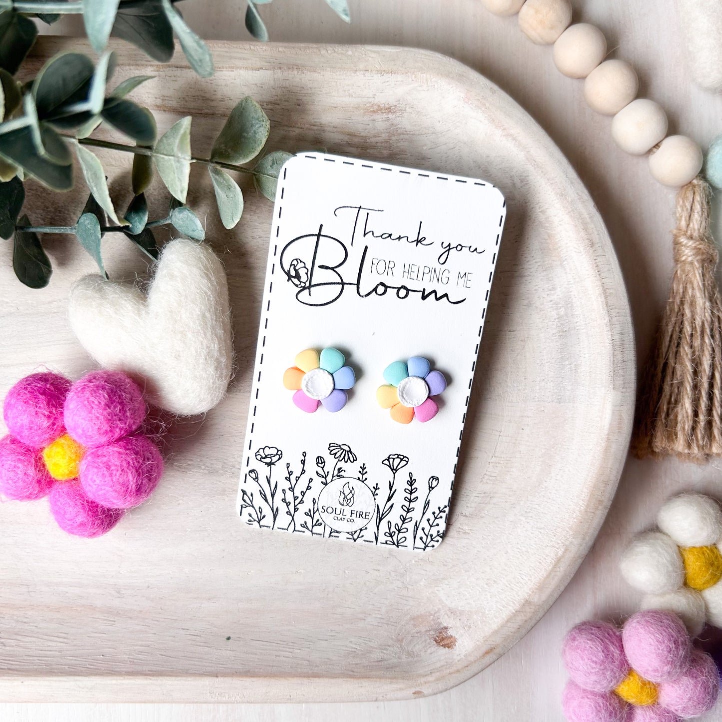 Rainbow Daisy - Educator Teacher Studs - Statement Earrings