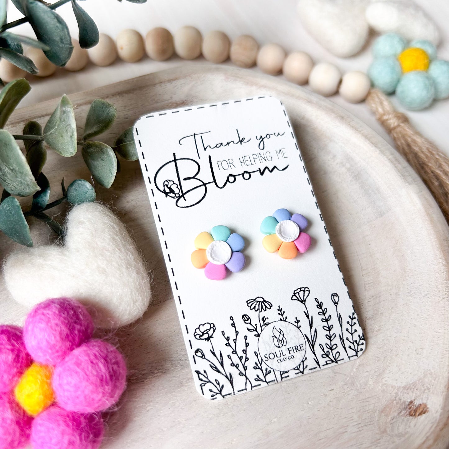 Rainbow Daisy - Educator Teacher Studs - Statement Earrings