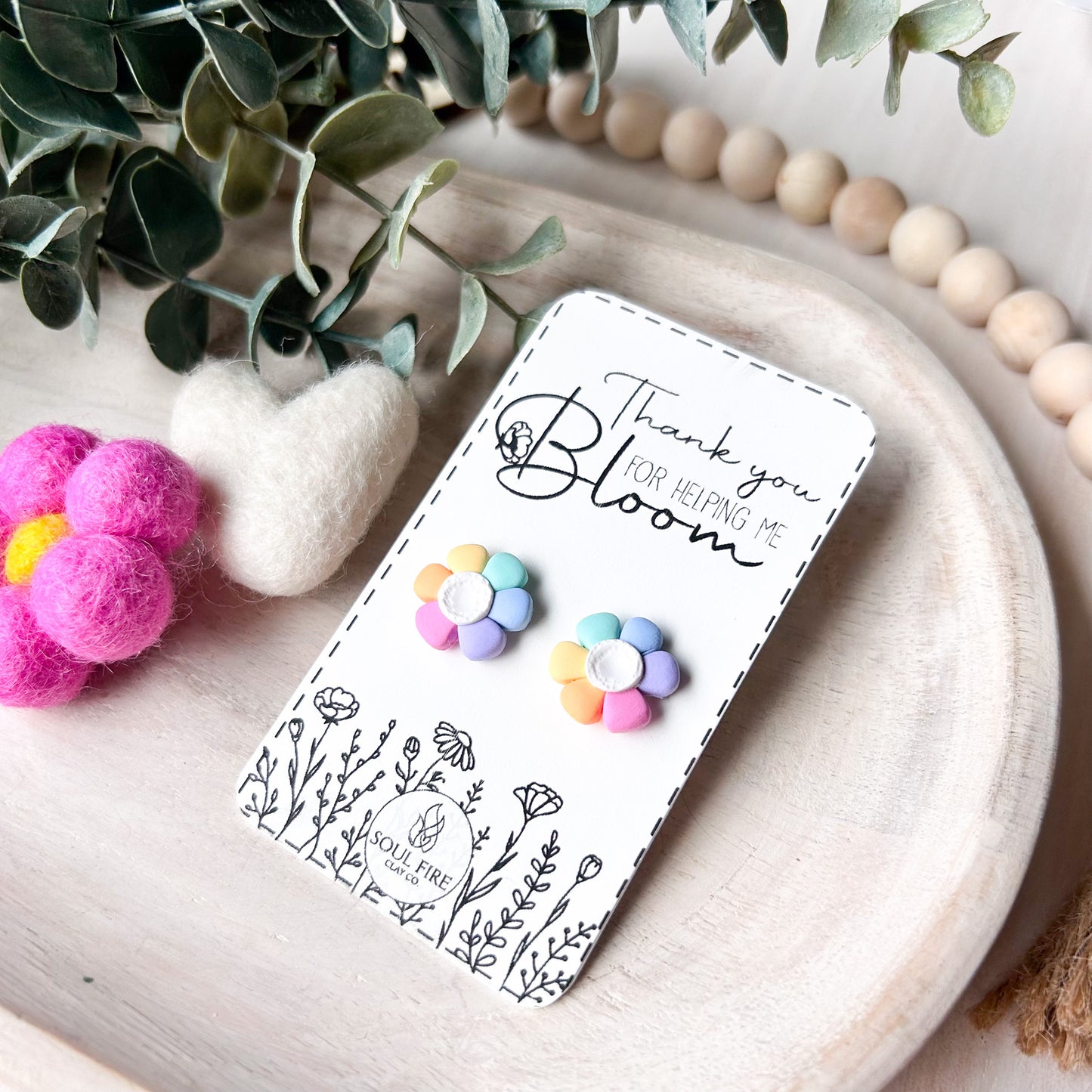 Rainbow Daisy - Educator Teacher Studs - Statement Earrings
