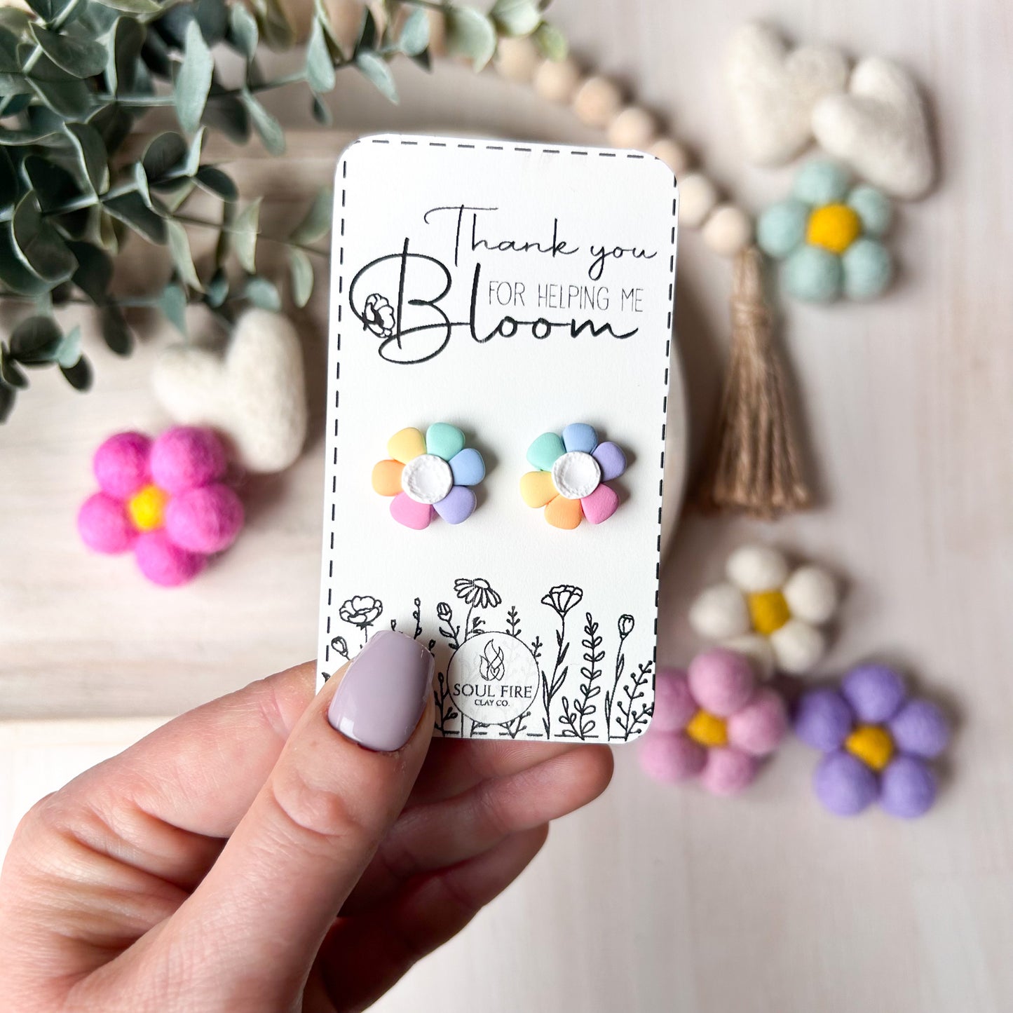 Rainbow Daisy - Educator Teacher Studs - Statement Earrings