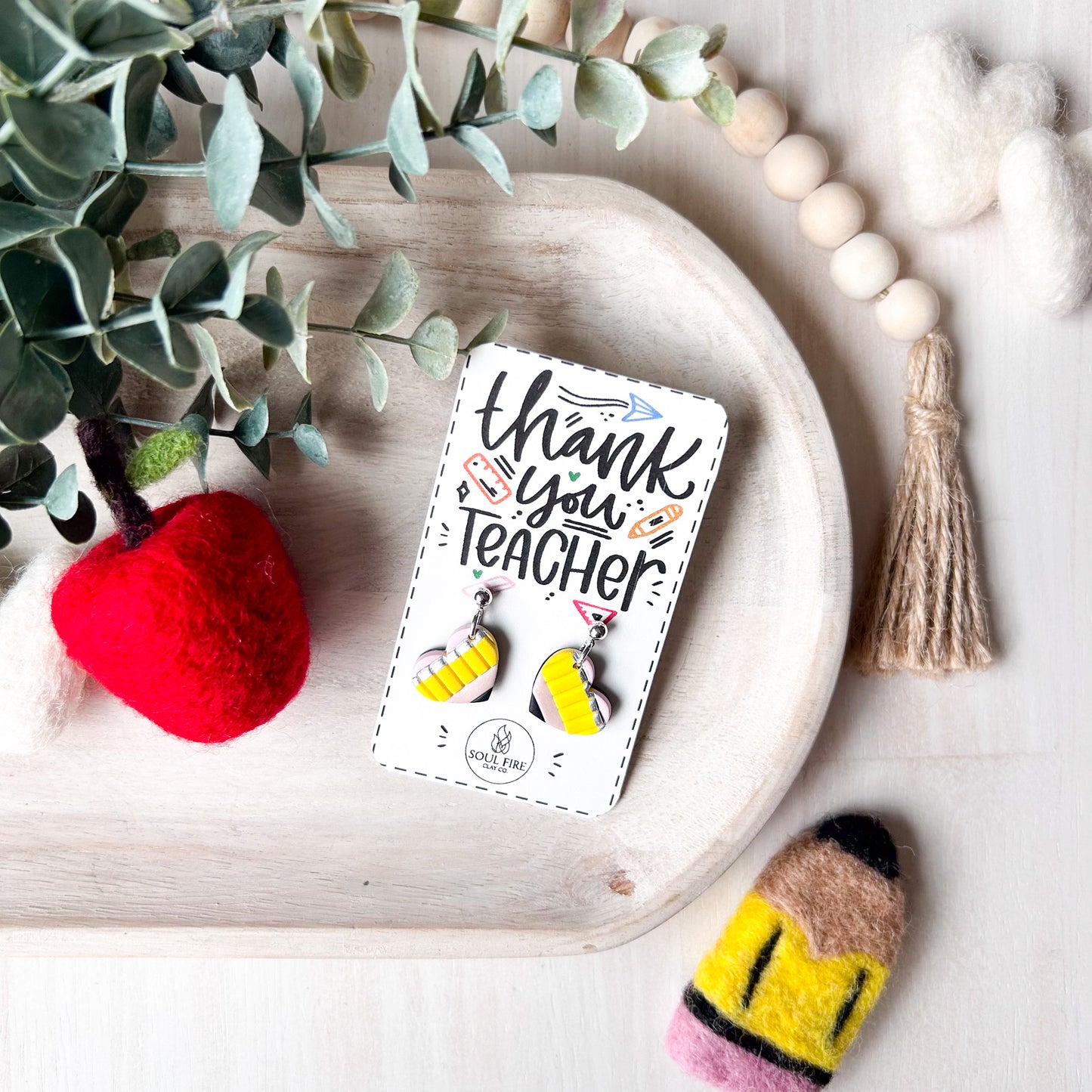 Pencil Heart - Educator Teacher - Statement Earrings