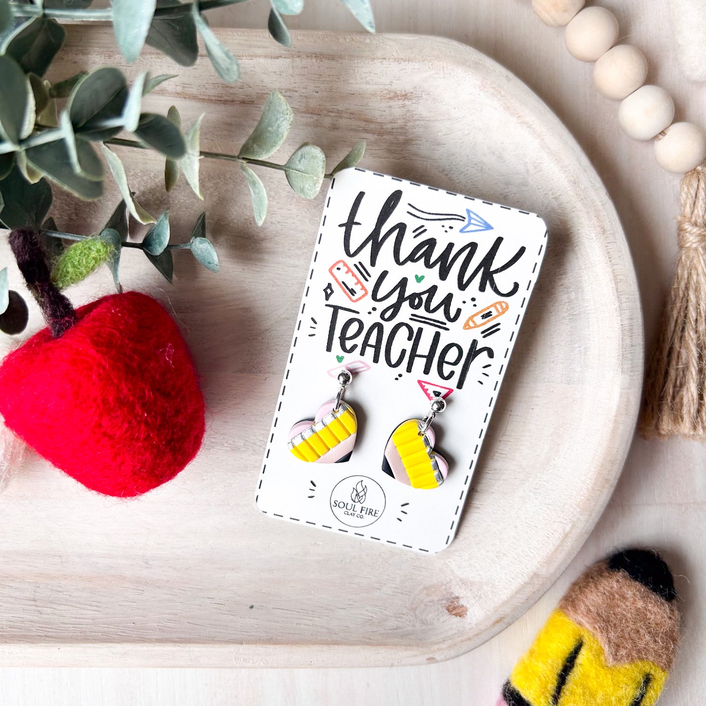 Pencil Heart - Educator Teacher - Statement Earrings