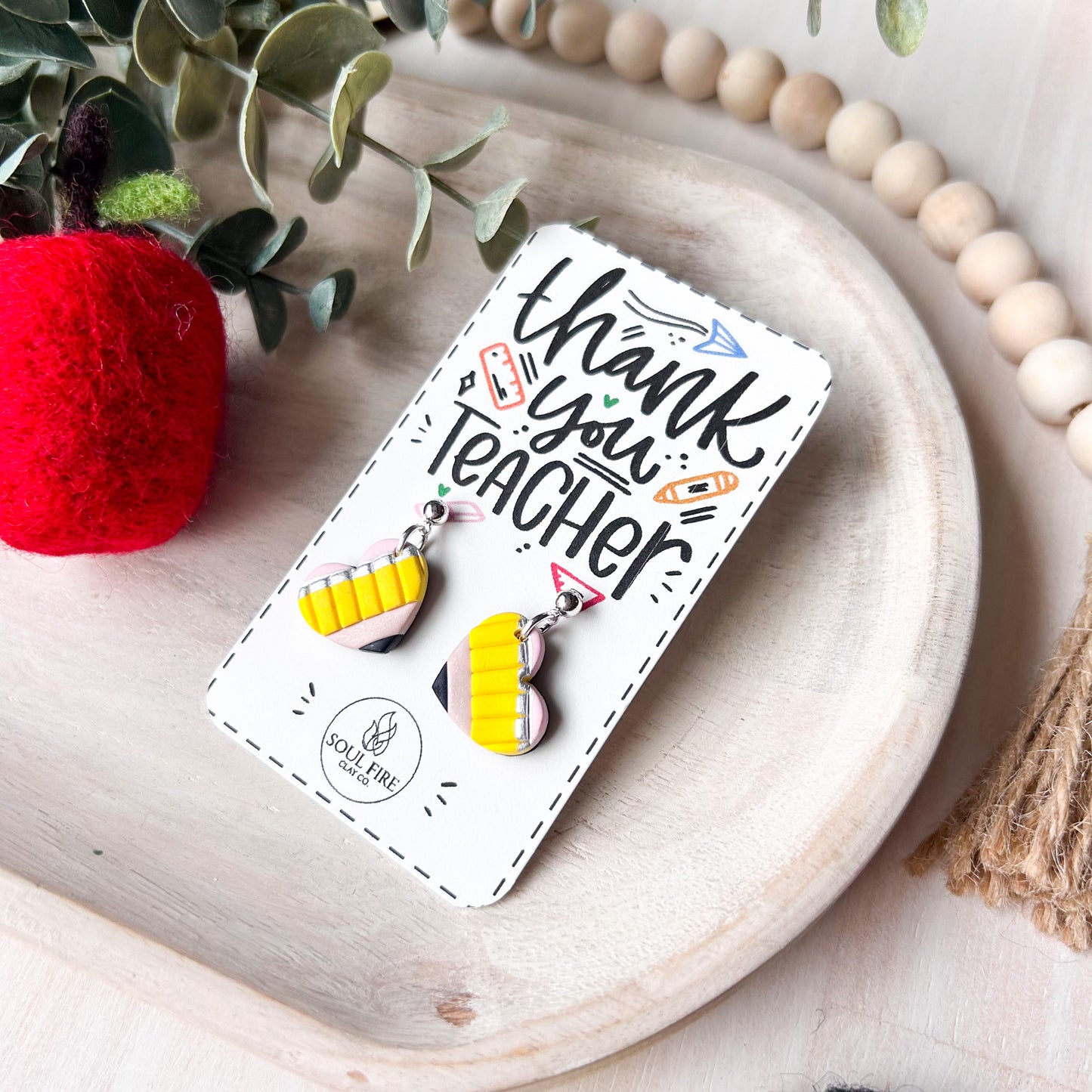 Pencil Heart - Educator Teacher - Statement Earrings