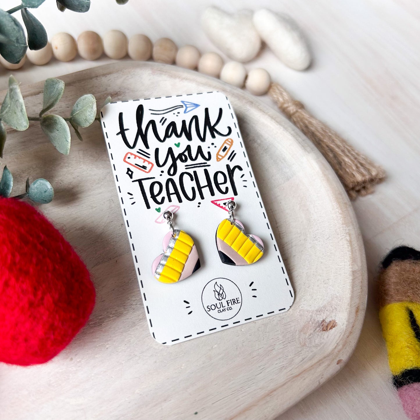Pencil Heart - Educator Teacher - Statement Earrings